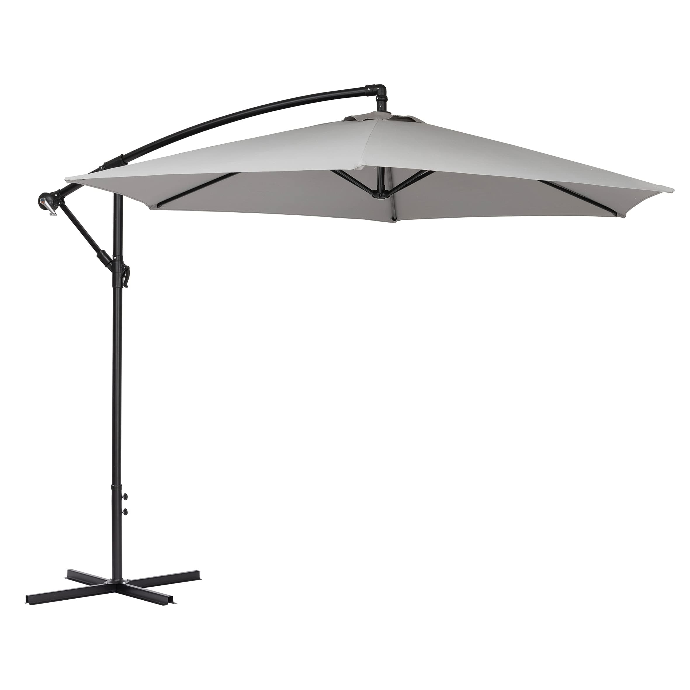 Baroni Home Ombrellone Decentrato da Giardino, Ombrellone Parasole per Terrazzo e Balcone con Chiusura a Manovella, Parasole Regolabile per Giardino, Grigio, Ø 3 m x 2,47 m