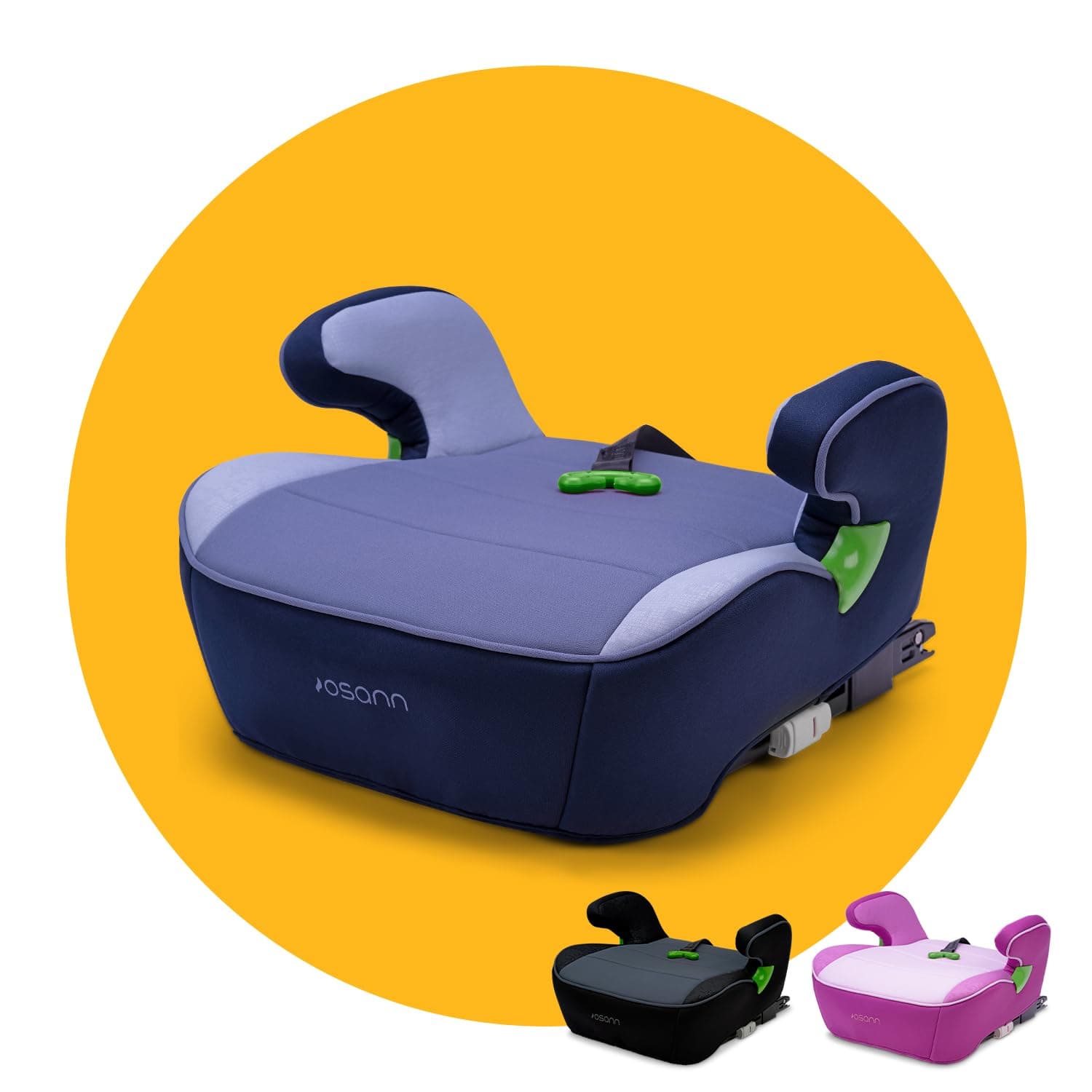 Osann Junior Isofix Gurtfix – Sicher & bequem wie nie: Sitzerhöhung Auto Kinder (126-150 cm) mit innovativer Gurtfix-Technologie, ergonomischer Sitzfläche & Isofix-Option - Pixel Navy