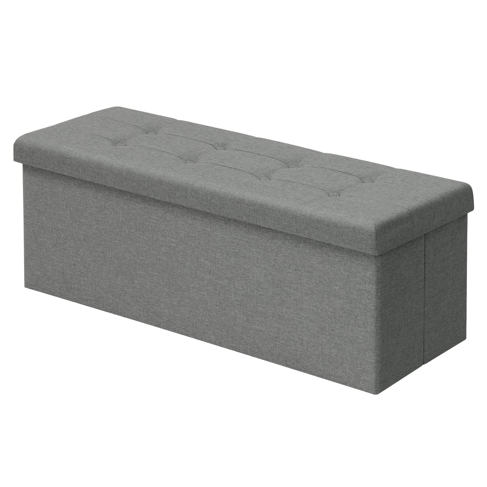 WOLTU Sitzbank mit Stauraum 110cm, Truhe mit stauraum 118L Faltbar, Sitztruhe Sitzbox Aufbewahrungsbox klappbare, Bettbank Schlafzimmer, belastbar bis 300 kg, aus Leinen, Hellgrau