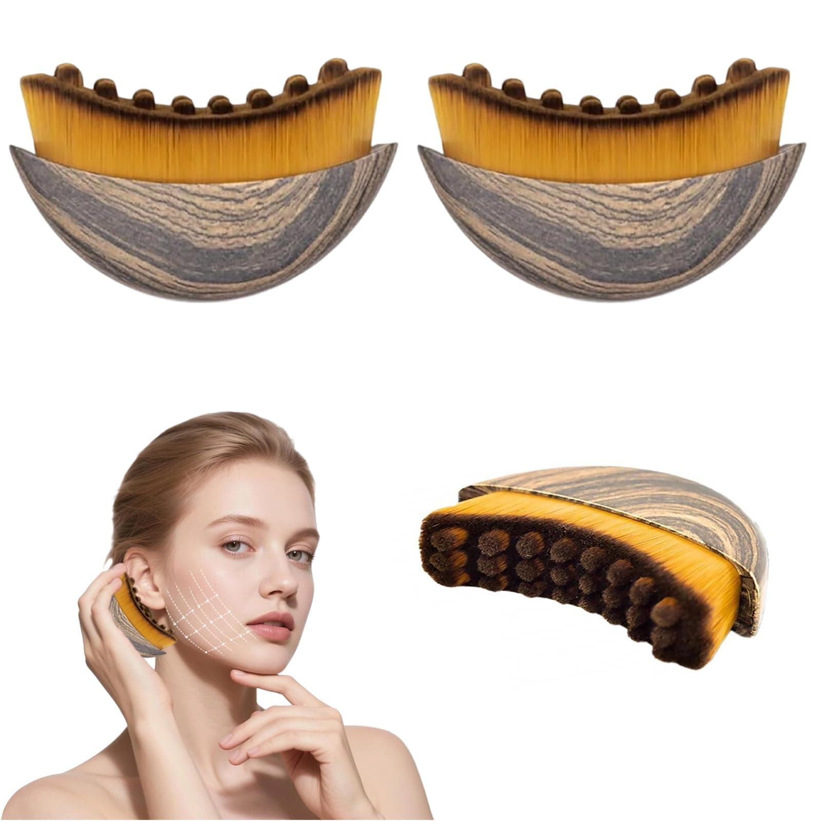 2 pièces Brosse de Contour Lymphatique pour le Visage, Brosse Drainage Lymphatique, Face Brush Massage pour Texture Raffermissante, nettoyage visage, Sculpture du Menton et de la Mâchoire