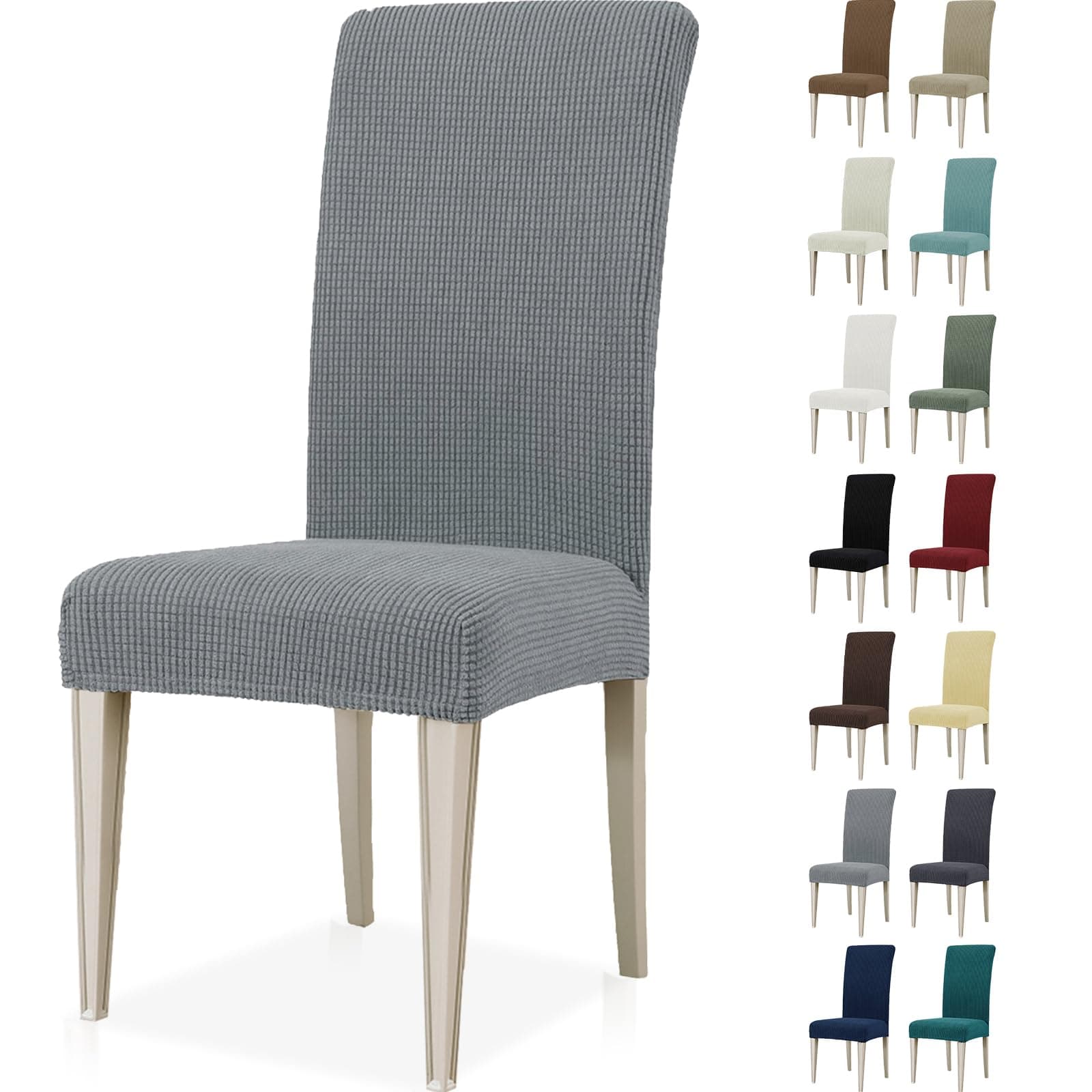 Ystyle Fundas Sillas De Comedor Pack 6, Fundas para Sillas Ajustables, Funda para Sillas Elástica, Cubre Funda Protectora Sillas Lavables para Banquetes Hogar Restaurante Hotel, Gris Claro