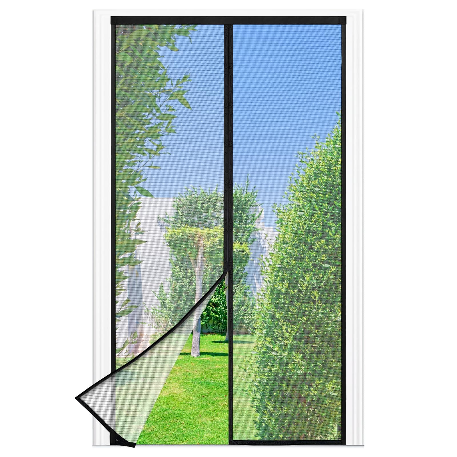 Mosquitera Puerta Magnetica - 100 x 210 CM - Negro, Mosquiteras para Puertas, Cierre Magnético de Arriba a Abajo, Automáticamente,Mantiene el Aire Fresco