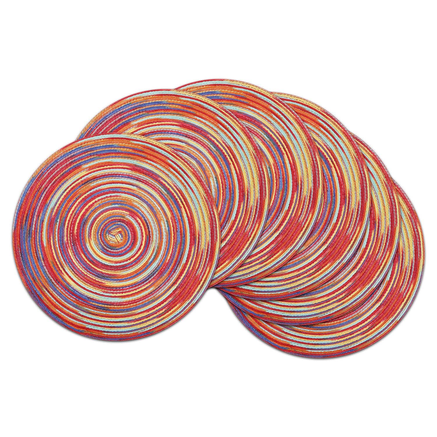 SHACOS 6 Pezzi Tovagliette Rotonde Rosso Set da 6 Tovagliette lavabile Resistente al Calore Il Giro Stuoie per Tavolo da Cucina 38cm