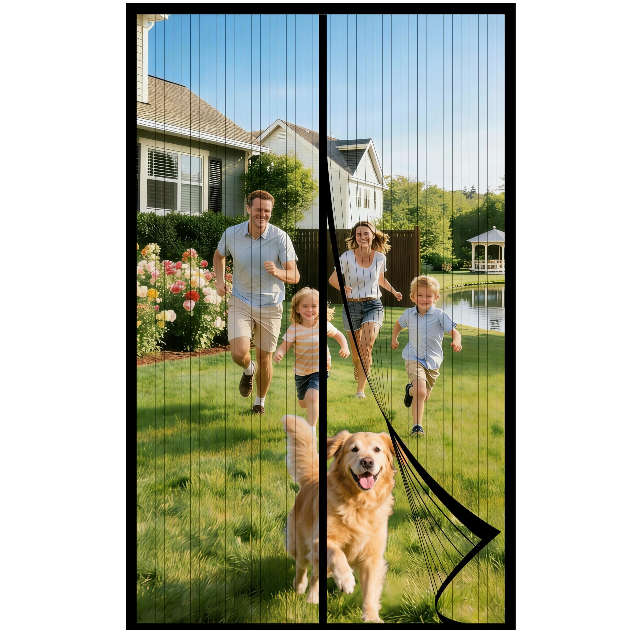 Mosquitera Puerta Magnetica 80x210CM, Cortinas Antimoscas Puerta Exterior con Iman, Cortina Contra Mosquitos con Imanes, Cortinas Antimosquitos para Puertas Exteriores, Fly Curtains for Door(Negro)