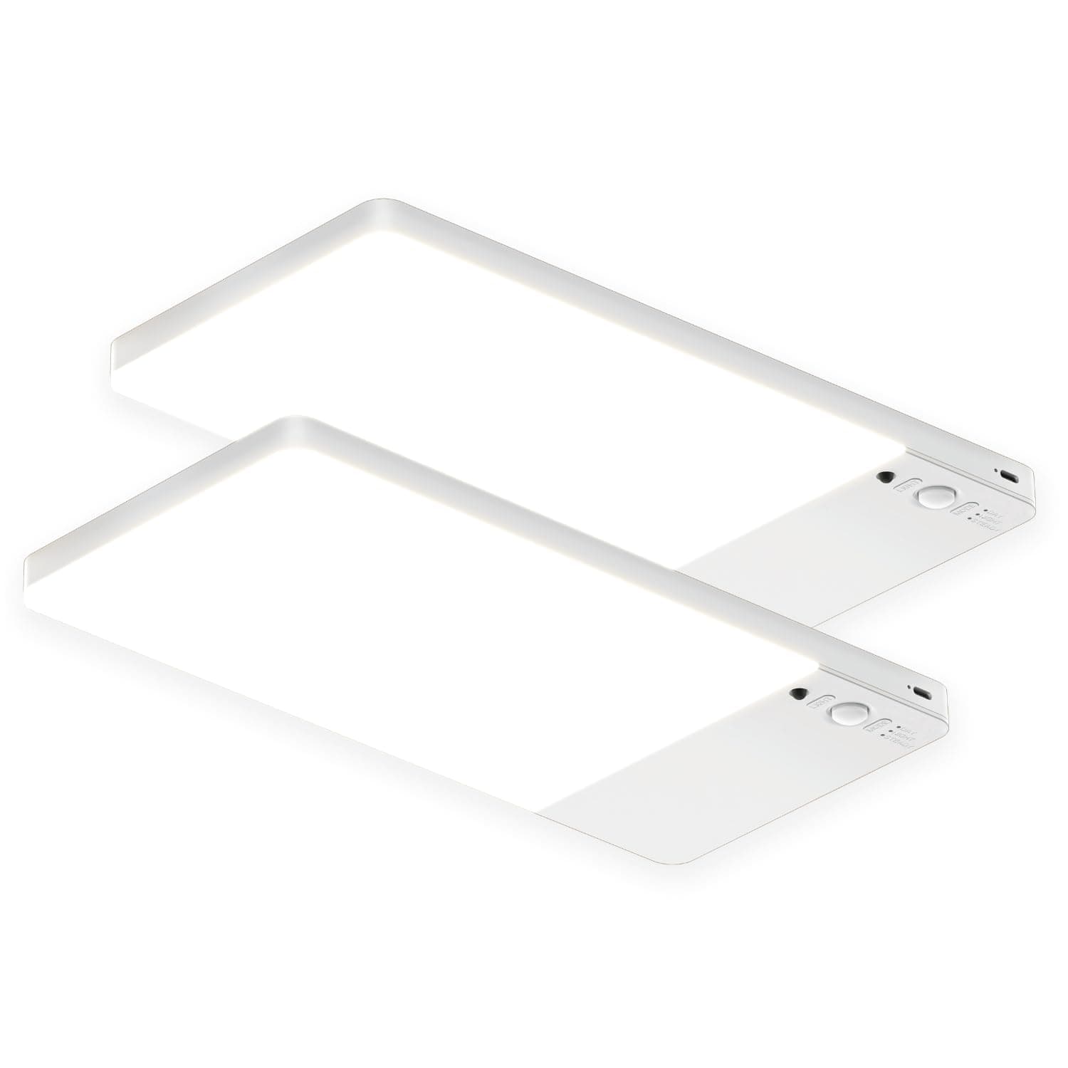 FULEN Lot de 2 plafonniers rechargeables avec détecteur de mouvement - Lampe d'armoire LED de 12 000 mAh - Lampe de douche pour salle de bain, cave, garage, télécommande