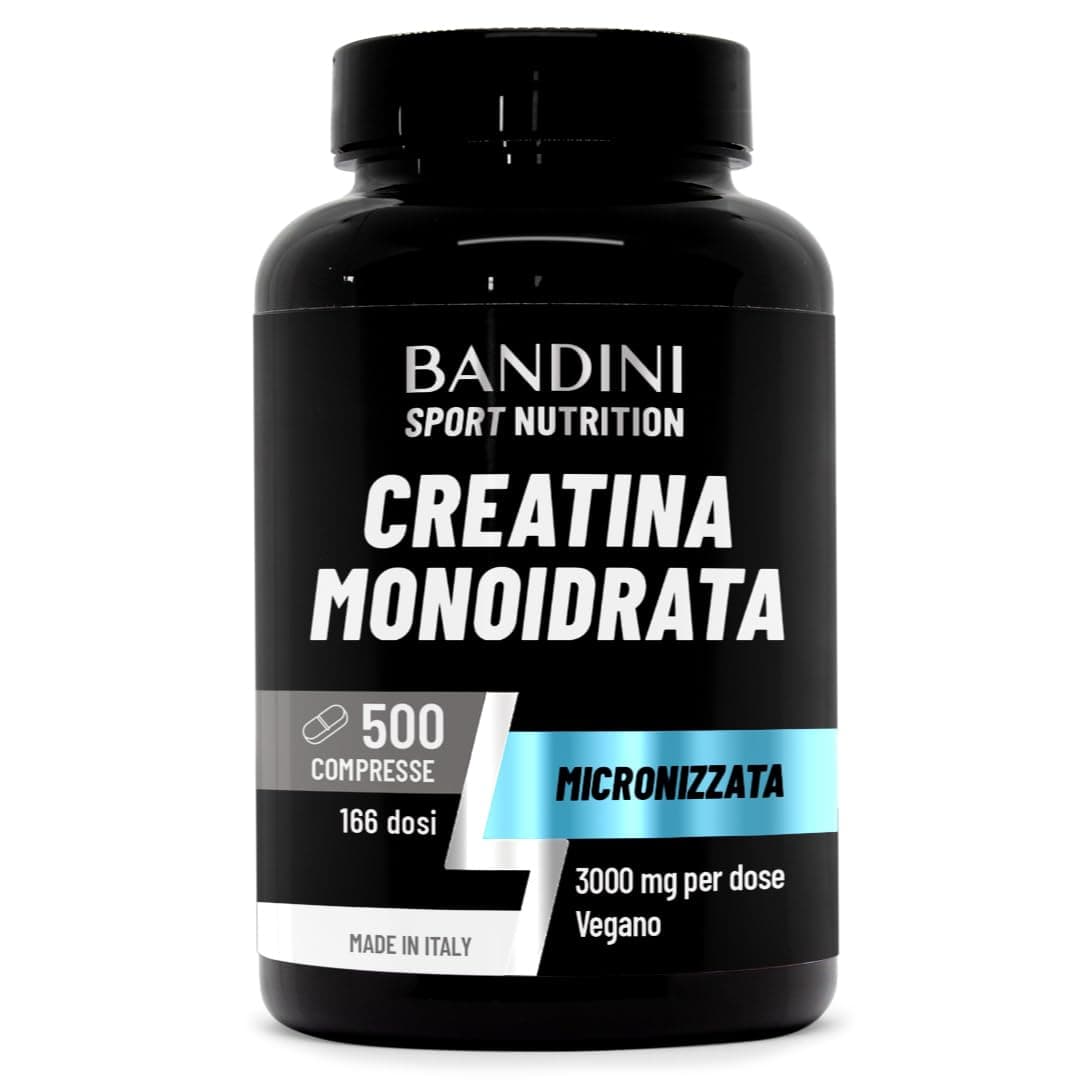 Bandini® Creatina Monoidrata 500 Compresse da 3000mg per dose - Integratore per Allenamento, Palestra e Pre Workout - 100% Vegan e Micronizzata- A base di Creatine Monoidrato pura al 100%