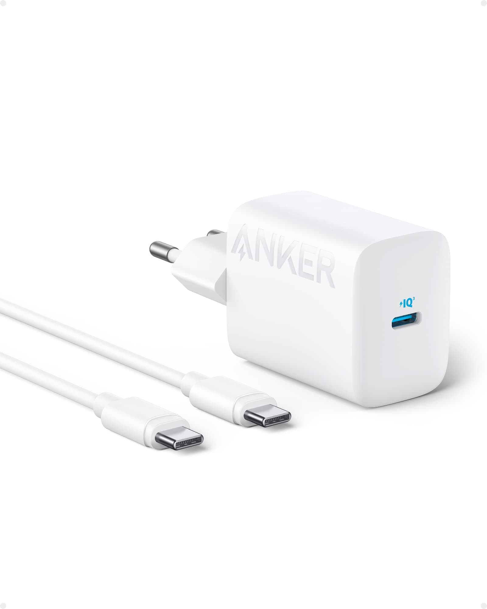 Anker 30W USB C Ladegerät, Anker 312 USB C Netzteil für iPhone 17/16/15/14/13, Samsung S25, MacBook Air, Pixelbook, iPad (Mit 1,5m Ladekabel)