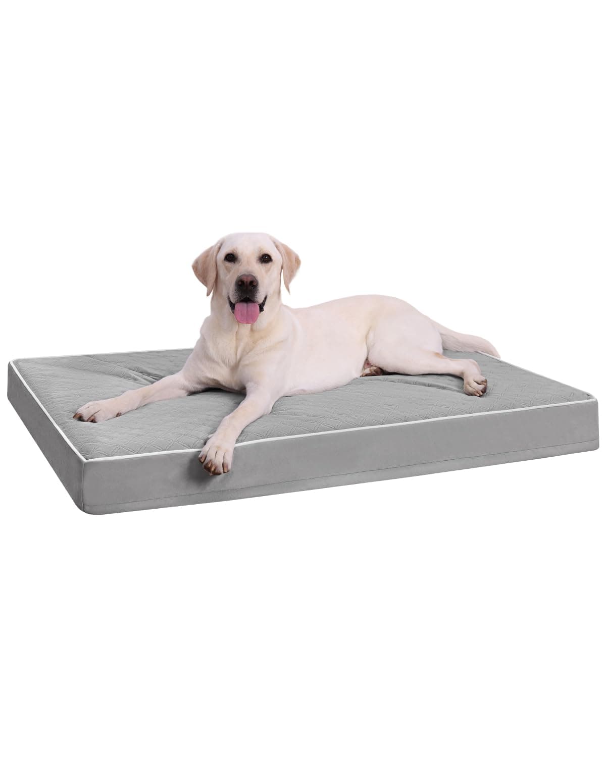 KSIIA Cama para Perros Grandes Ortopédica, Colchón Perro Lavable, Colchoneta Perro Impermeable, Dog Bed con Funda Extraíble, Gris, 104x68x8cm