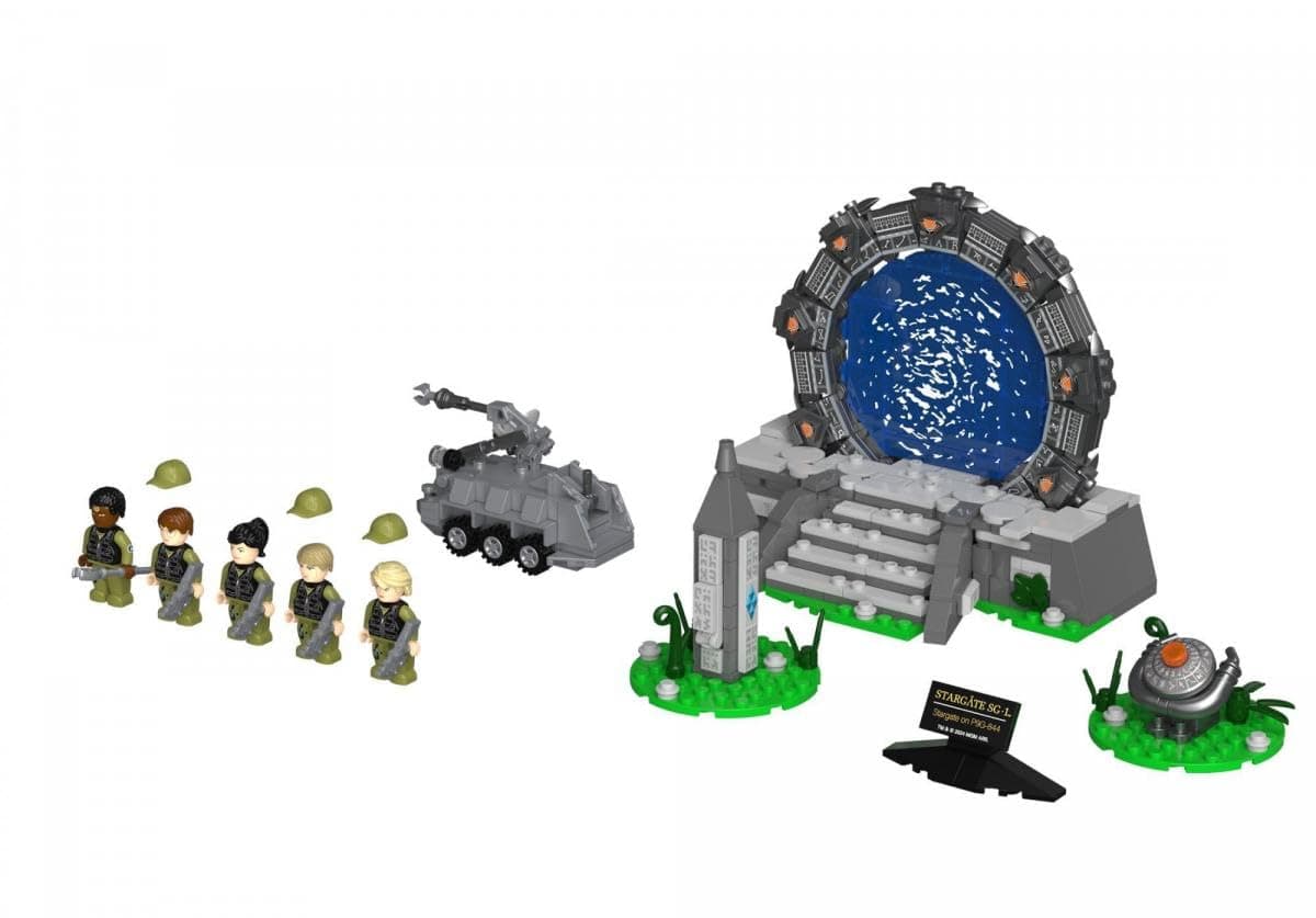 BlueBrixx Pro 108211 - Stargate auf Planet, 665 Klemmbausteine, Pro-Set, Geschenk für Science Fiction-Fans, Standdardsteine, Bausteine der Stargate-Serie