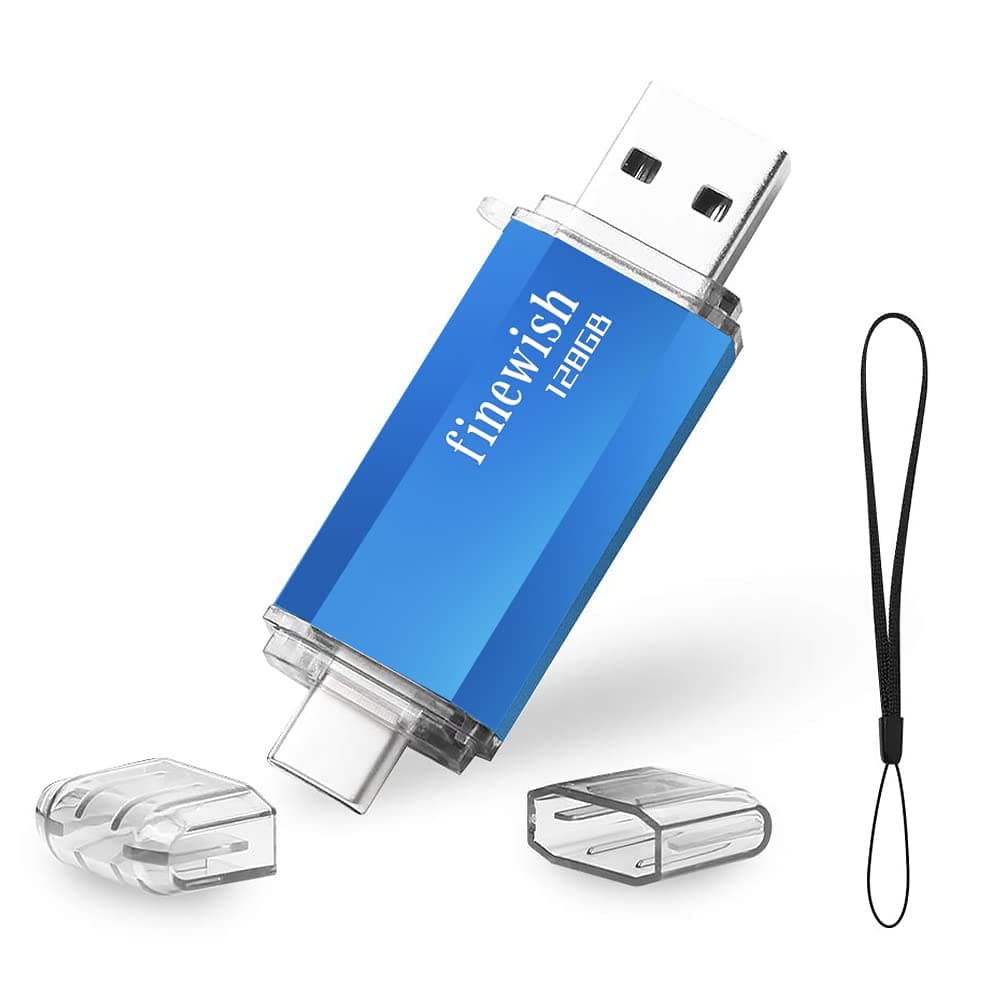 Chiavetta USB Type C 128 GB, 2 in 1 OTG Penna 128 giga USB C Pen Drive 128GB per PC/New MacBook/Tablet/Smartphone Huawei, Samsung, Xiaomi, (Blu)