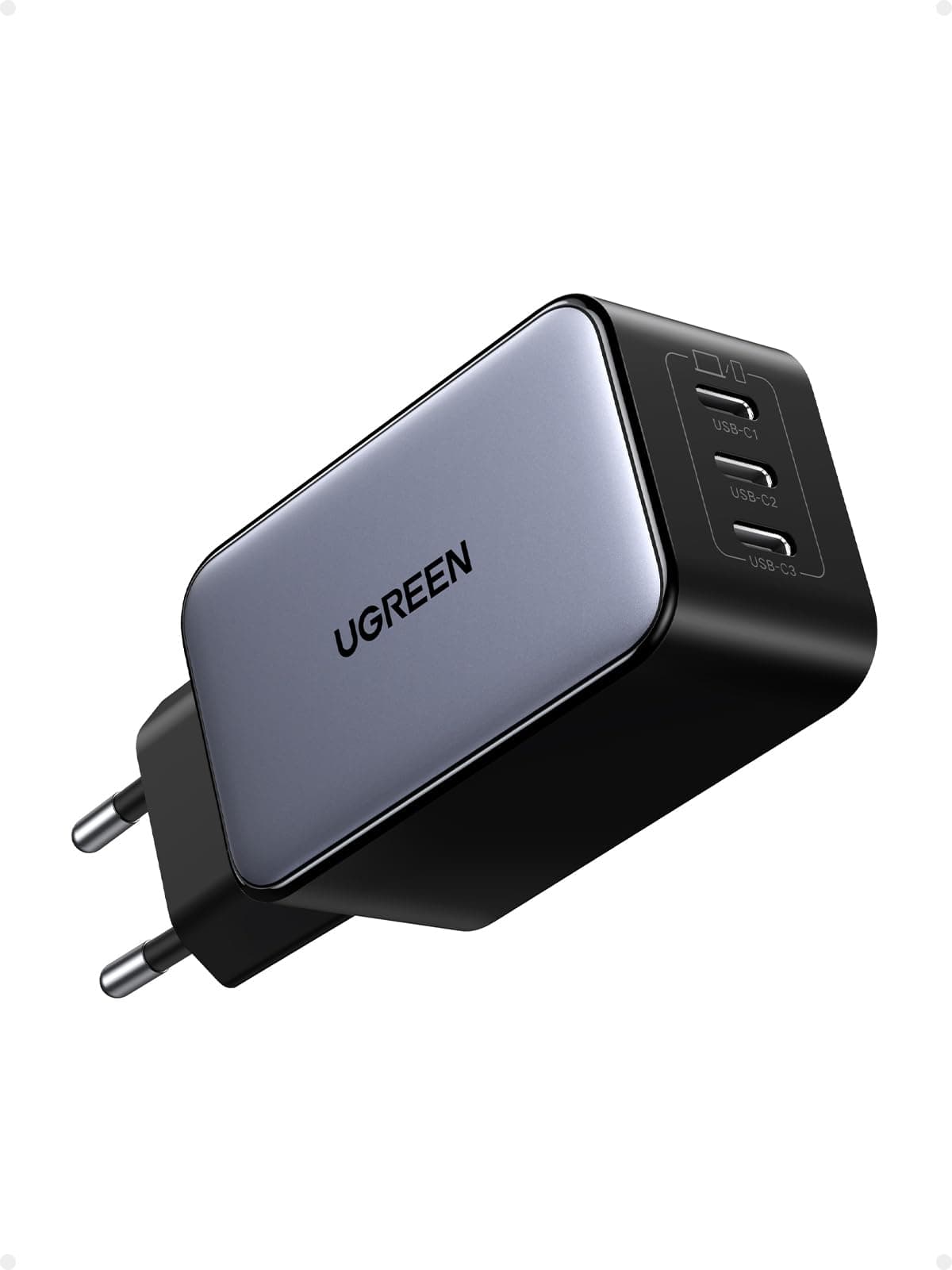 UGREEN Nexode Cargador USB C 65W con 3 Puertos, Adaptador de Corriente GaNInfinity de Carga Rápida, Compatible con MacBook Pro Air, iPad, iPhone 17 Pro MAX Air/16-13 Series, Pixel 8 7, Galaxy Series