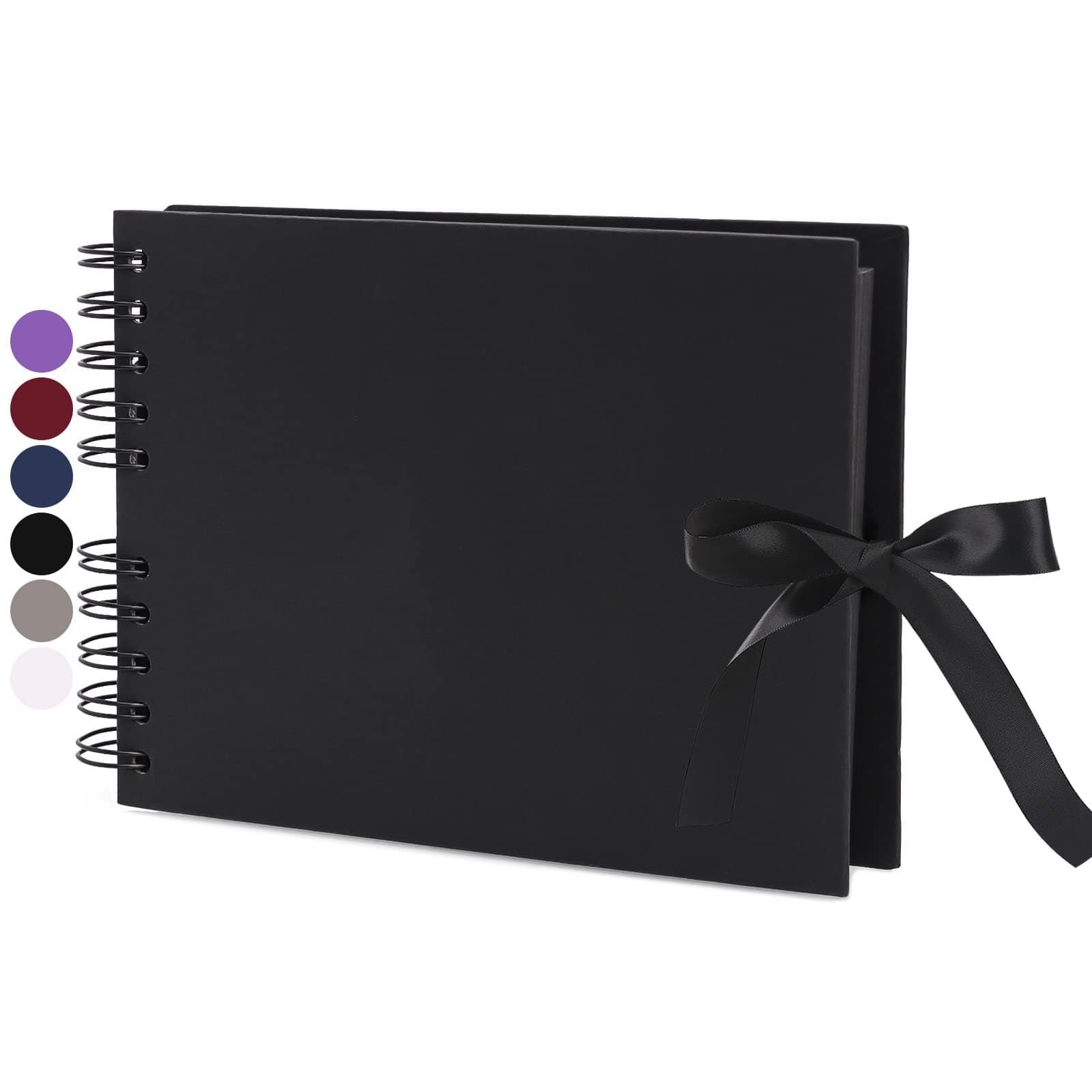 Vienrose Album Fotografico Fai da Te Spirale Scrapbooking Albums 40 Pagine Nero con Spirale 24x17 cm Regali per Nozze Battesimi Ricordi di Famiglia Regalo Compleanno Natale San Valentino, Nero