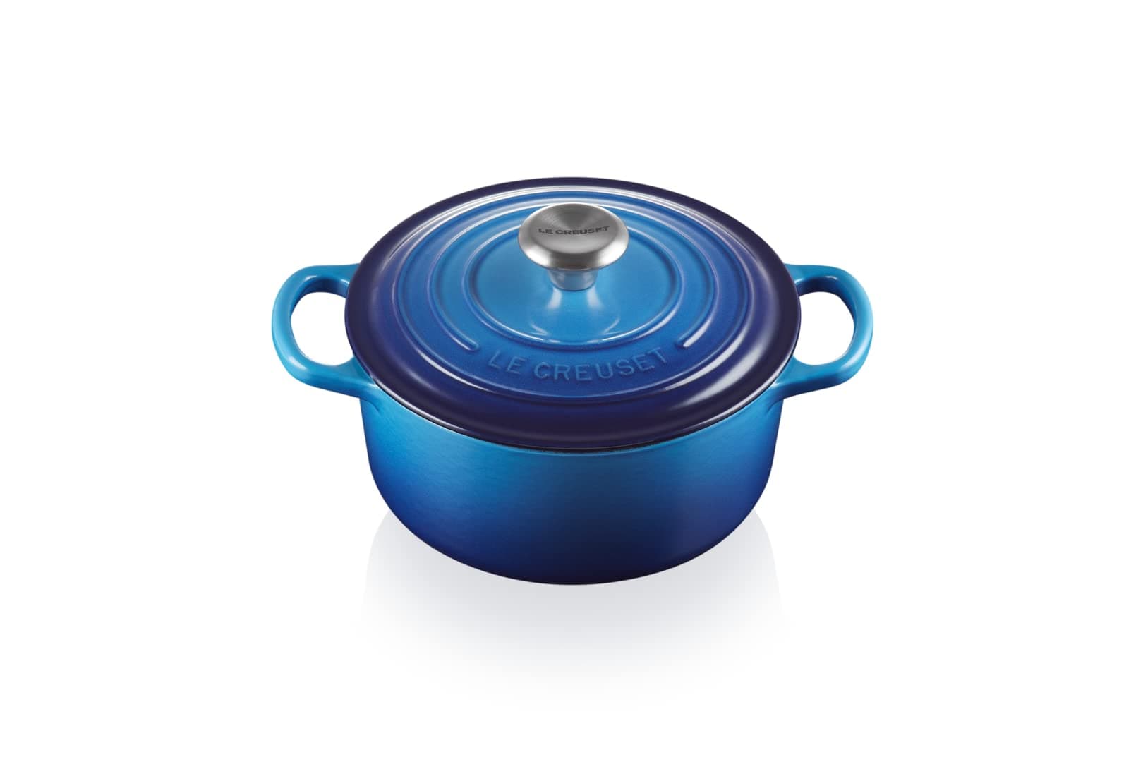 Le Creuset Signature Gusseisen-Bräter mit Deckel, Ø 18 cm, Rund, Für alle Herdarten und Induktion geeignet, Volumen: 1,8 l, 2,572 kg, Azure, 21177182202430, 21177182202430