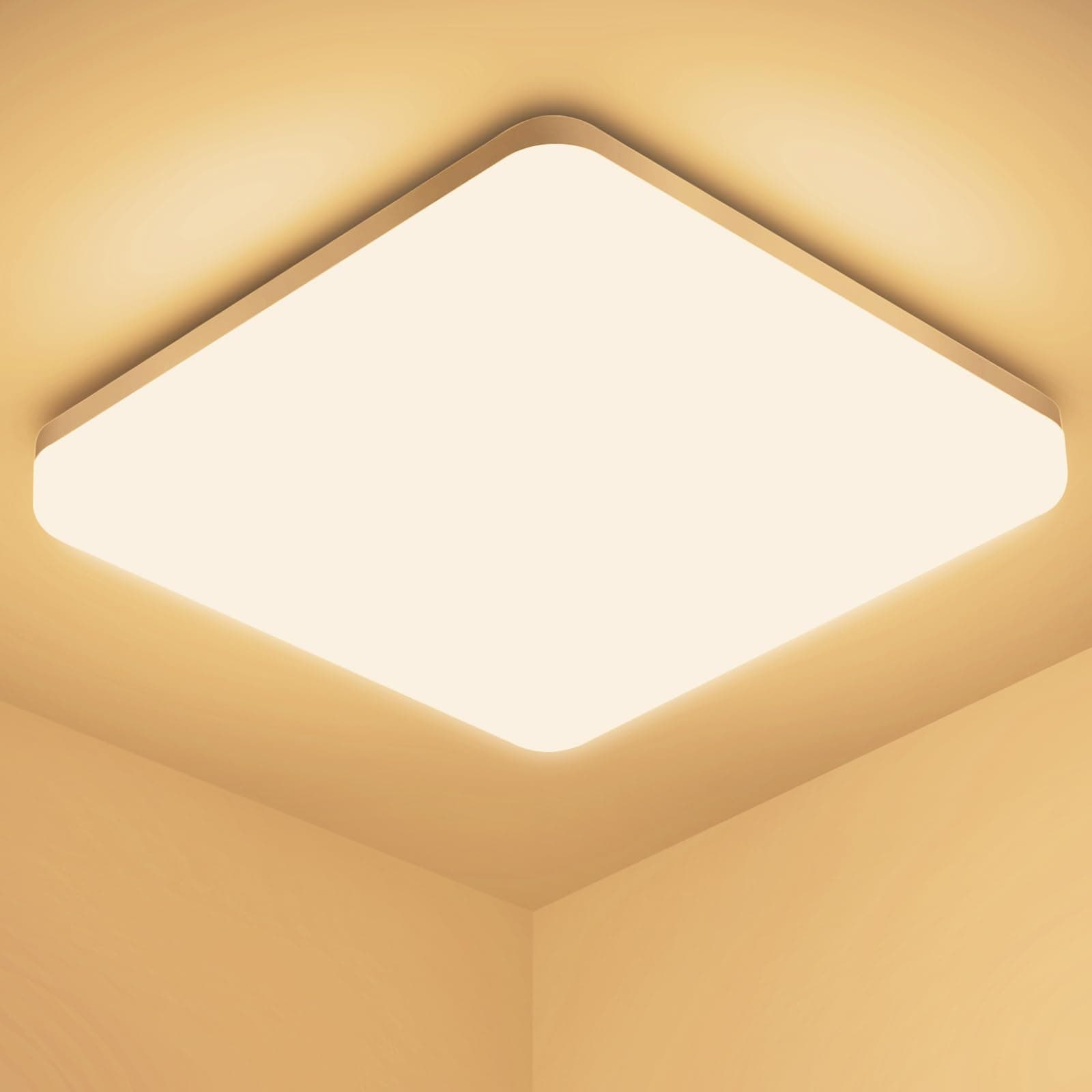 Plafoniera LED Soffitto Quadrata 20W, Lampada da Soffitto Moderno 3000K 2000LM Plafoniera Bagno IP44 Impermeabile Lampadario LED Luce Soffitto per Ufficio, Camera da Letto, Cucina, Soggiorno, Balcone