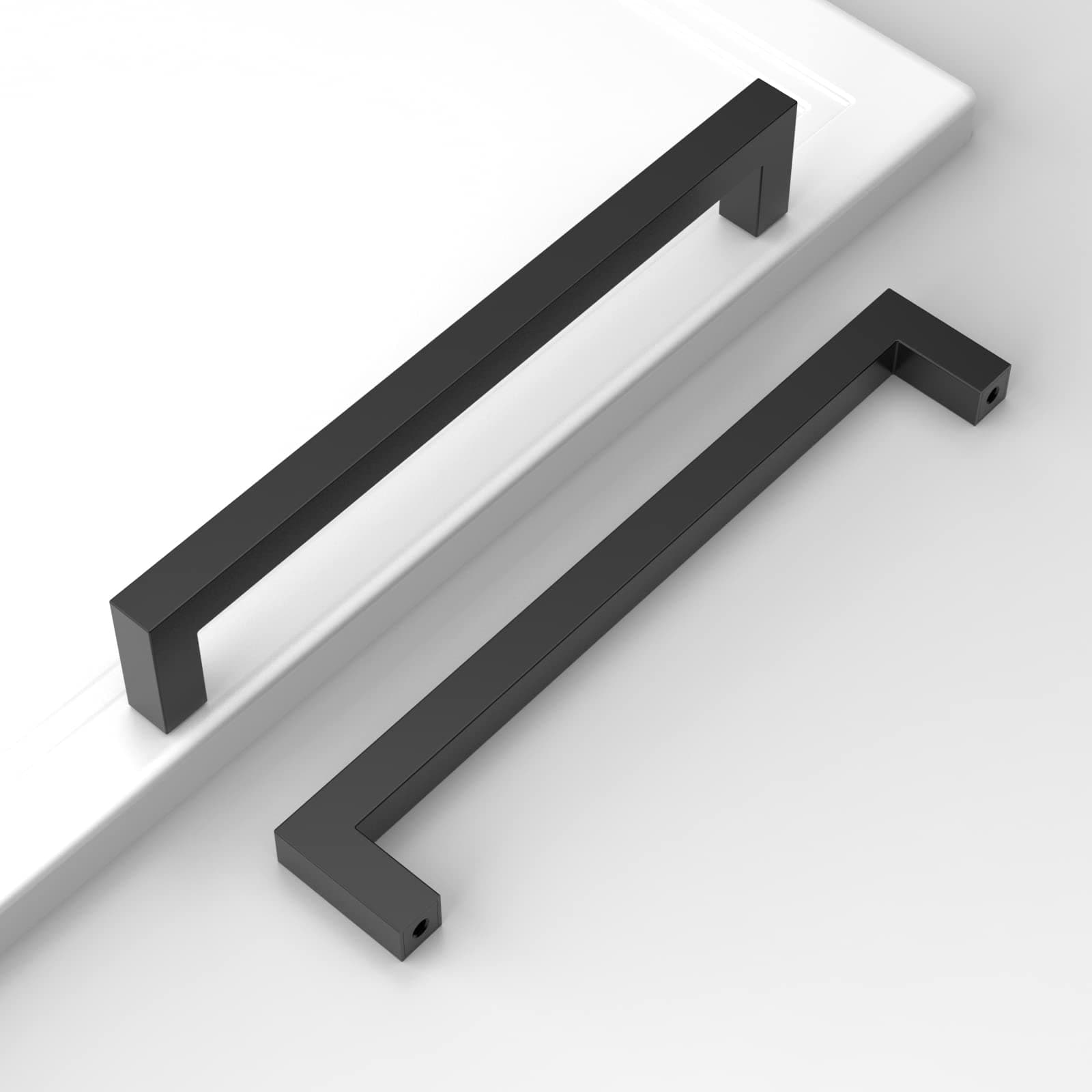 Amerdeco 20 Piezas Tiradores de Cocina 192mm Negro Para Armarios y Cajones - Acero Inoxidable Manillas Para Muebles 6003