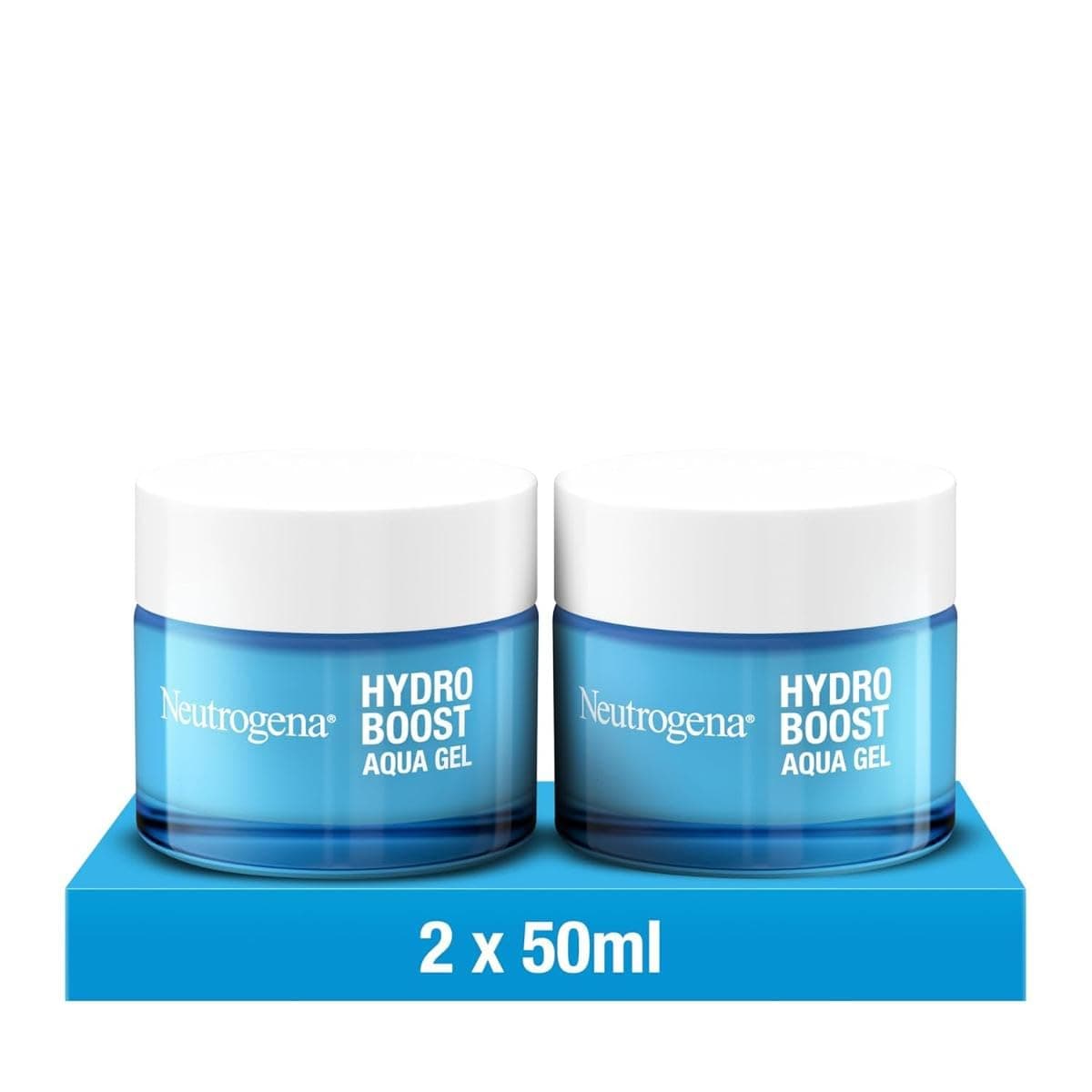 Neutrogena Hydro Boost Aqua Gel(2x50ml), feuchtigkeitsspendende Gesichtscreme mit Hyaluronsäure, Aminosäuren und Elektrolyten, schnell einziehende Feuchtigkeitscreme für normale und Mischhaut