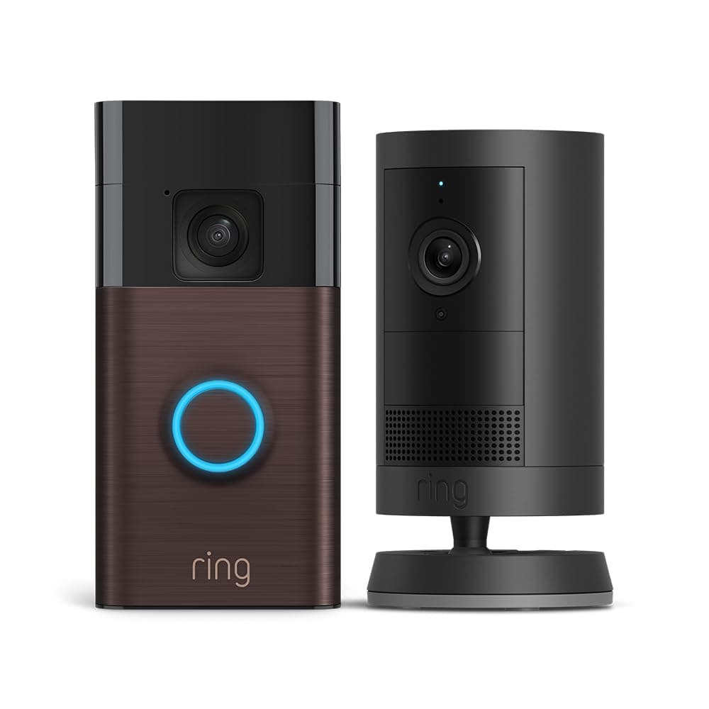 Novedad Ring | Cámara exterior Plus con batería (30 días gratis de Ring Home) + Ring videotimbre con batería (2024) I 30 días gratis de Ring Home