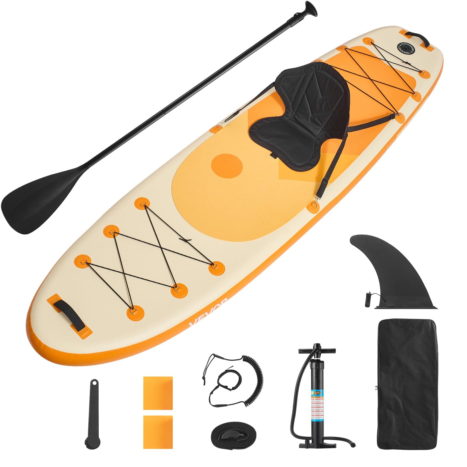 VEVOR Tavola da Paddle Gonfiabile con Sedile 323 x 83,8 x 15,2 cm Tavola da Paddle SUP Ultraleggera, con Accessori, Pompa, Pagaia, Pinna, Zaino, Guinzaglio per Caviglia, Cinghia, per Giovani Adulti