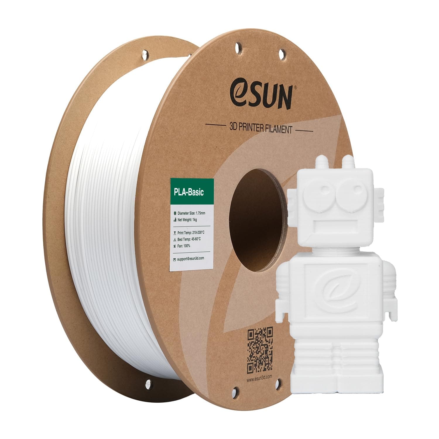 eSUN PLA Filament 1.75mm, PLA Basic 3D Drucker Filament Maßgenauigkeit +/- 0.03mm, 1KG Spule (2.2 LBS) Super Speedy PLA Filament für 3D Drucker, Weiß