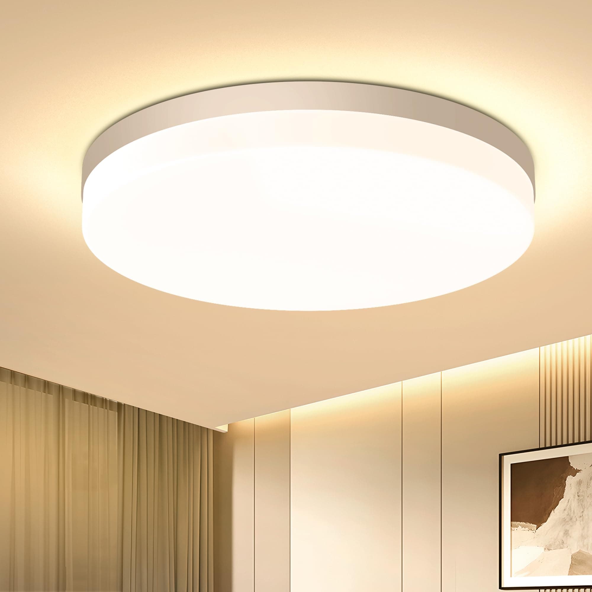 EASY EAGLE Plafoniera LED Soffitto 48W, Lampada da Soffitto LED 3000K 4800LM Plafoniera Bagno Rotonda Ø30CM Plafoniere da Ufficio Luce Soffitto per Camera da Letto, Cucina, Soggiorno, Balcone