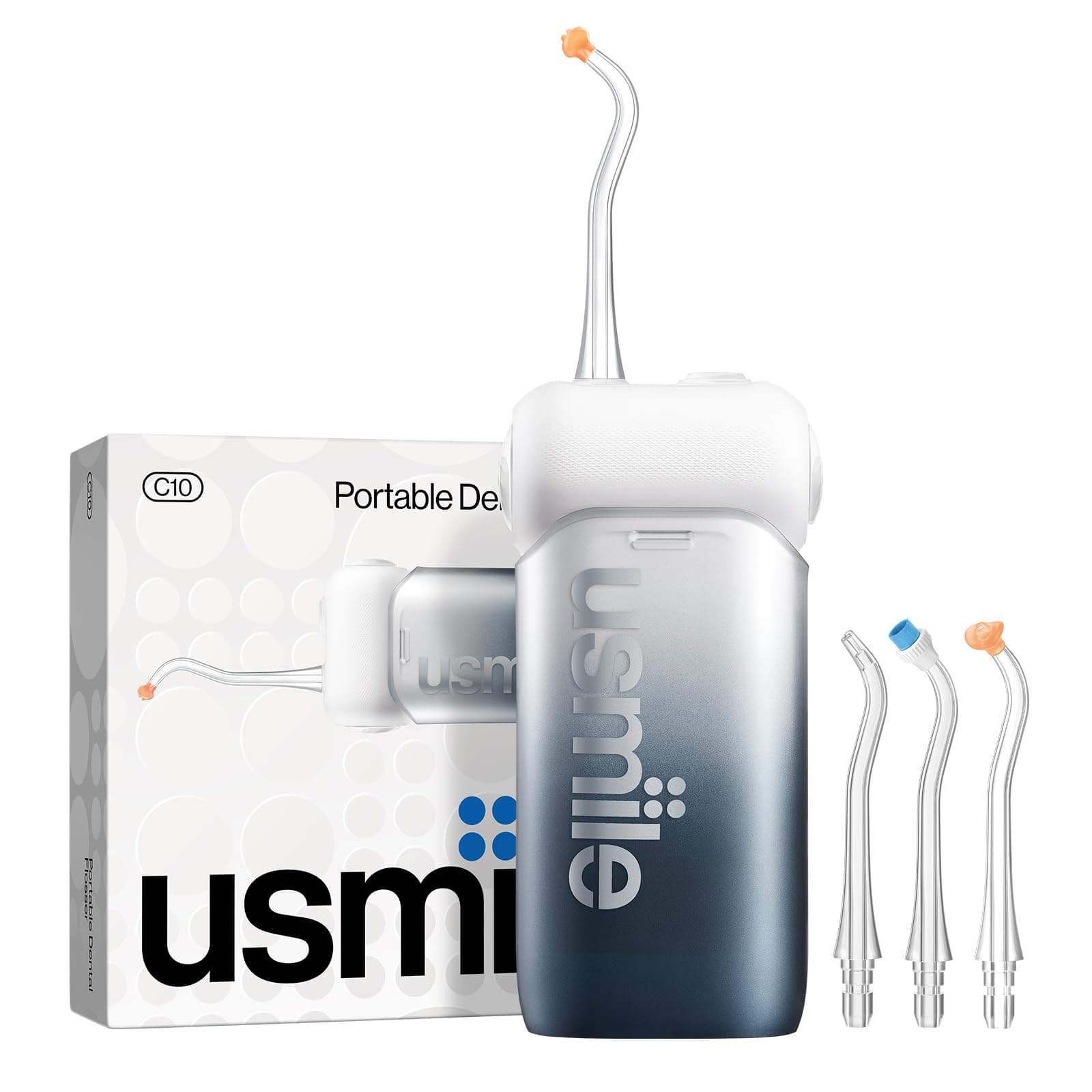 usmile Irrigador bucal portátil C10 – 95 días de duración de la batería, 4 modos de limpieza, depósito de 180 ml, IPX7 resistente al agua, ideal para viajes, aparatos ortopédicos, implantes y encías
