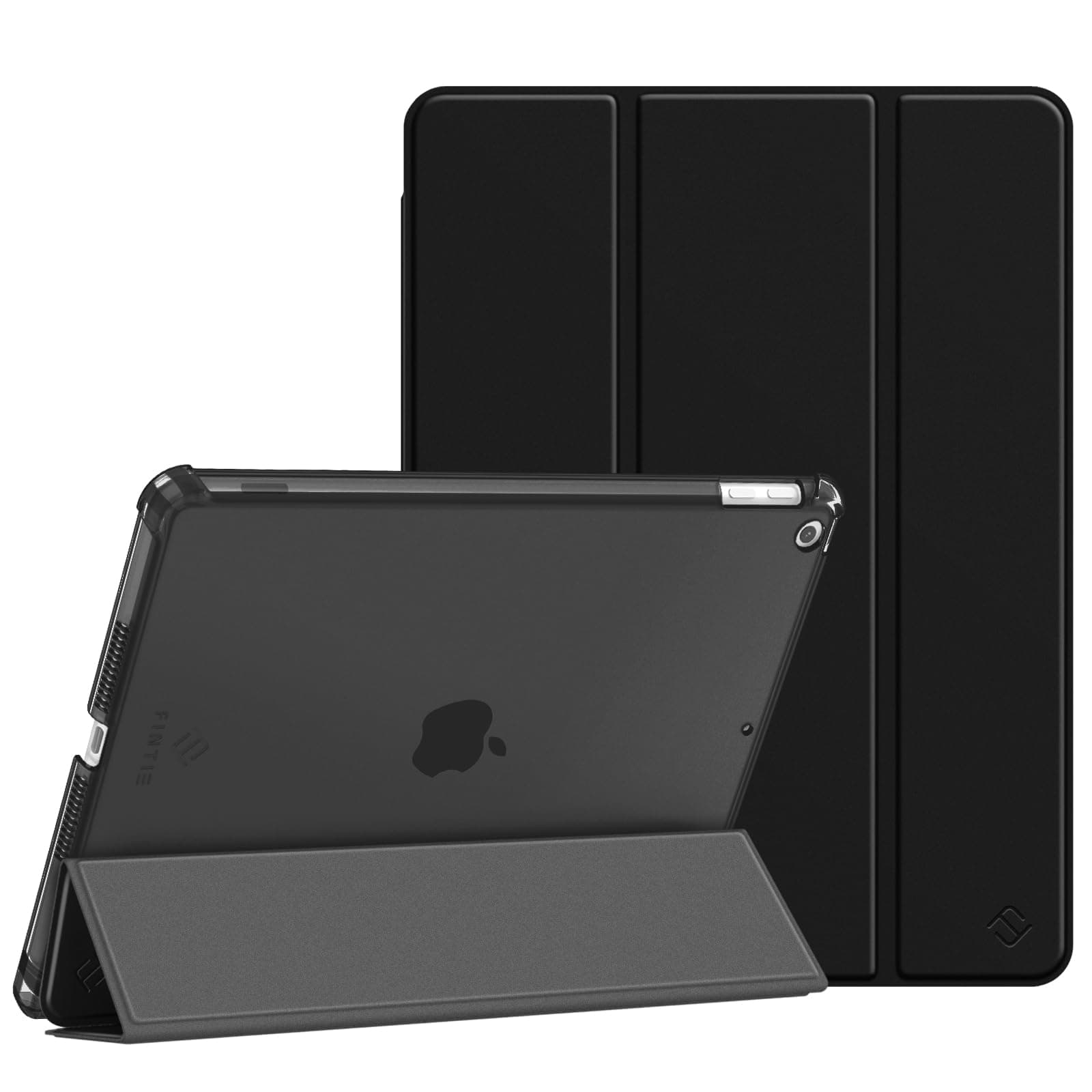 Fintie Hülle für iPad 9. Generation 2021/8. Gen 2020/7. Gen 2019 10.2 Zoll mit Stifthalter, ultradünne leichte Schutzhülle mit transparenter Rückseite und Auto Schlaf/Wach Funktion, Schwarz