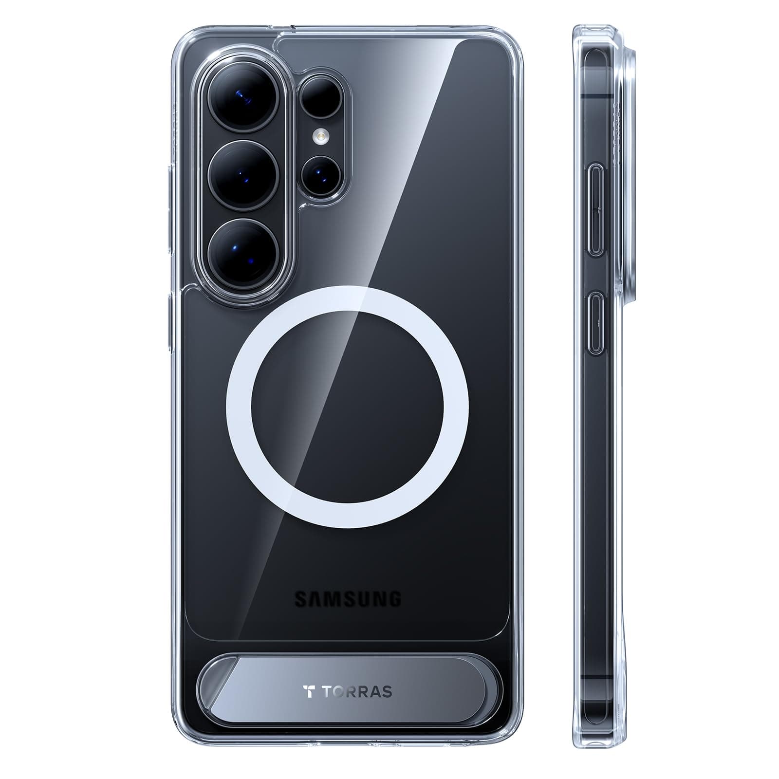 TORRAS Ostand L1 für Samsung Galaxy S26 Ultra Hülle für MagSafe mit unsichtbarem Ständer Militärschutz Magnetkraft Zertifiziert Stoßfest Hülle Samsung S26 Ultra Case Transparent