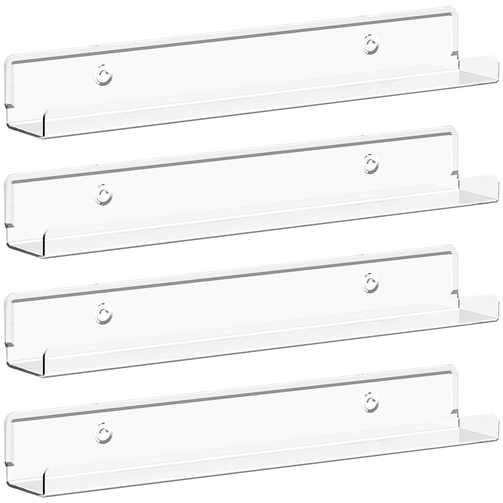 Lifewit Hängeregale für Schallplatten, 4 Pack 30,5CM Vinyl Halter Klar Wandregal Wandhalterung Raumdeko für Buch/Foto/Bild/Makeup im Schlafzimmer, Wohnzimmer, Bad, Kommode, kinderzimmer