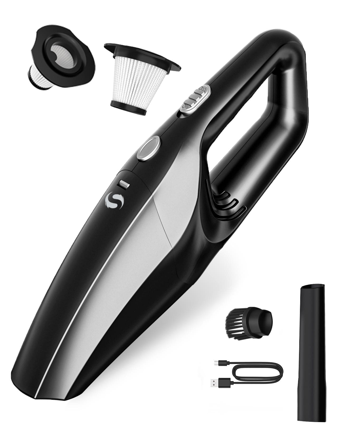 SERVOMASTER Aspirador De Mano Potente, Aspirador Coche Recargable, Aspiradora De Mano Sin Cable Pare Filtro HEPA, Accesorios para Limpieza Interior, Mini Aspiradora para Hombres y Mujeres