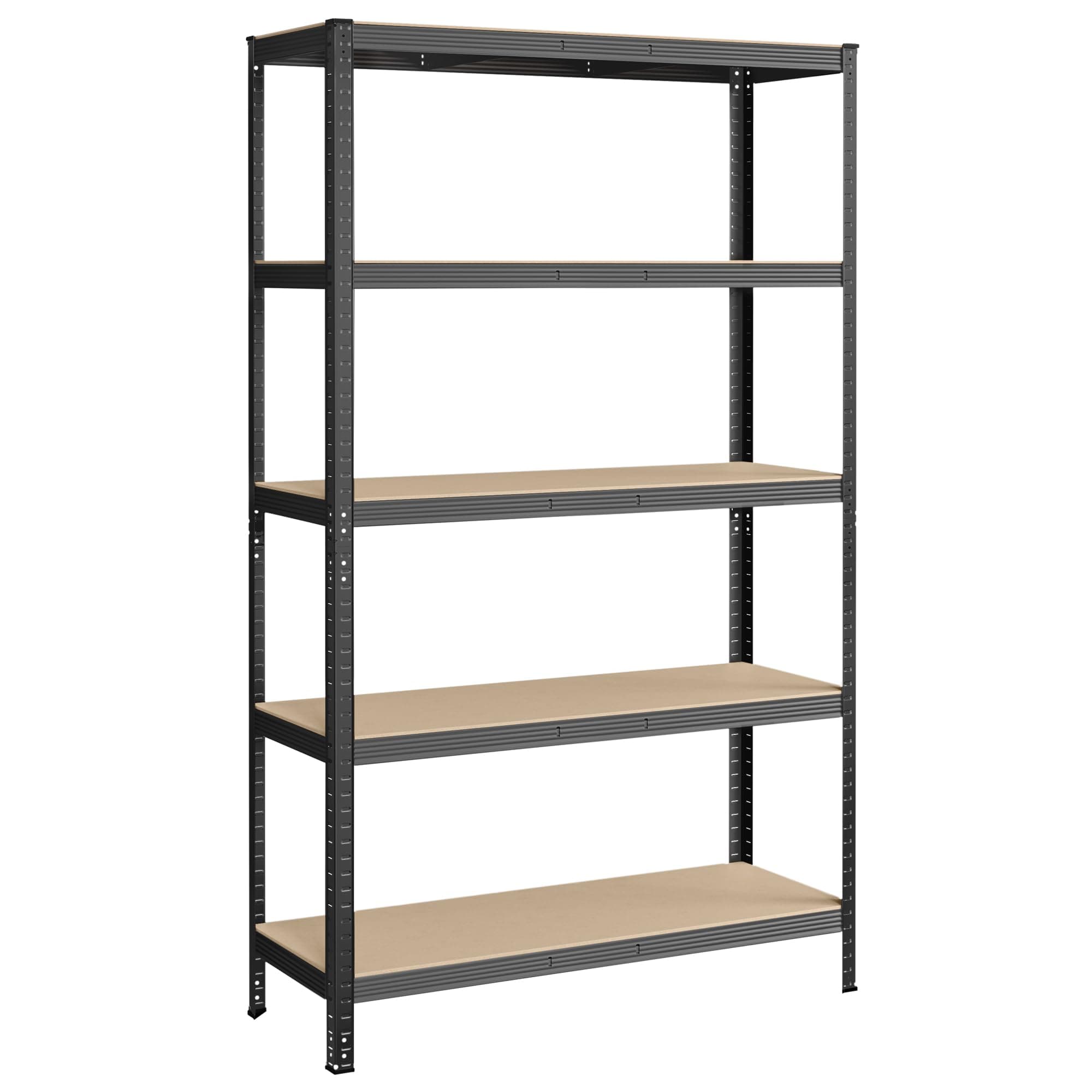 SONGMICS Schwerlastregal, Kellerregal, Lagerregal, 60 x 120 x 200 cm, Regal mit Stahlgestell, bis 750 kg belastbar, 5 verstellbare Ablage, grau GLR060G01