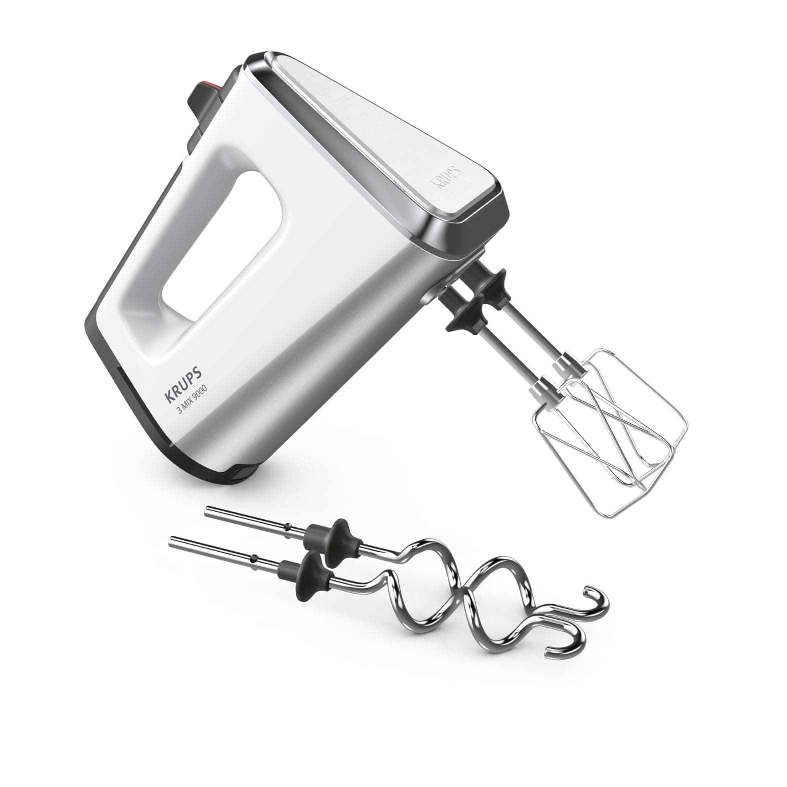 Krups 3Mix 9000 Handmixer, 750 Watt, Geschwindigkeitsregler, Turbomodus, Pulsfunktion, Mixer, ergonomischer Griff, langes Kabel, Handrührgerät inkl. Schneebesen und Knethaken, Schneeweiß, GN9101