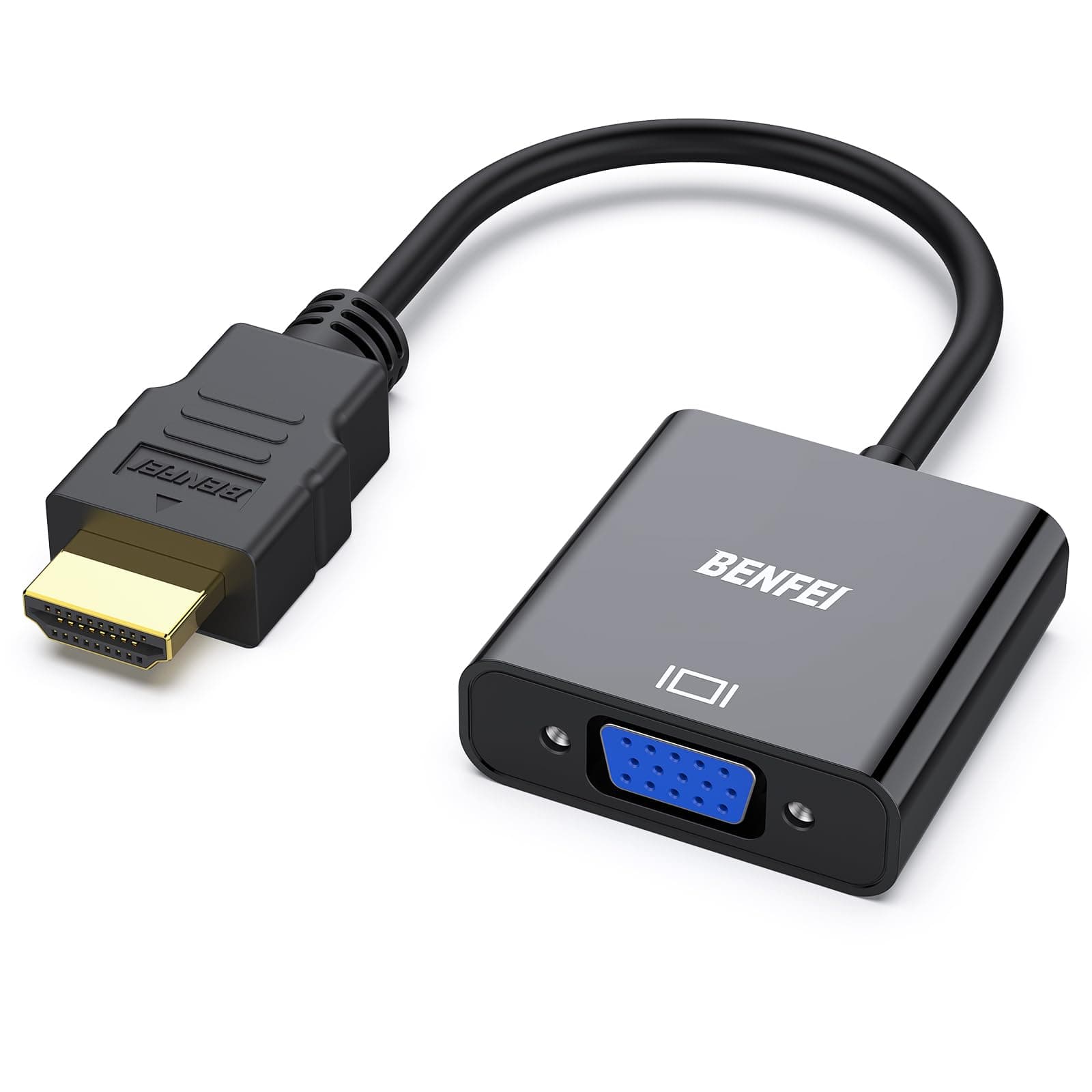 BENFEI Adaptador HDMI a VGA 1080P, para PC, TV, Ordenadores Portátiles y Otros Dispositivos HDMI - Negro