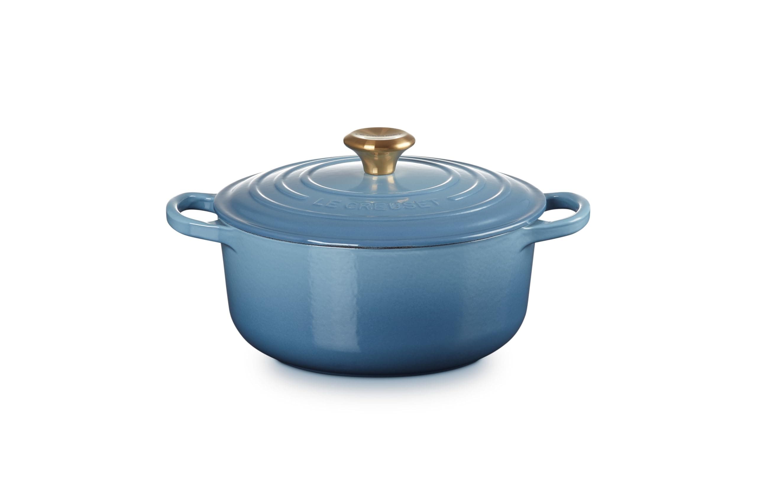 Le Creuset Signature Gusseisen-Bräter mit Deckel, Ø 20 cm, Rund, Für alle Herdarten und Induktion geeignet, Volumen: 2,4 l, 3,092 kg, Chambray, 21177204344441
