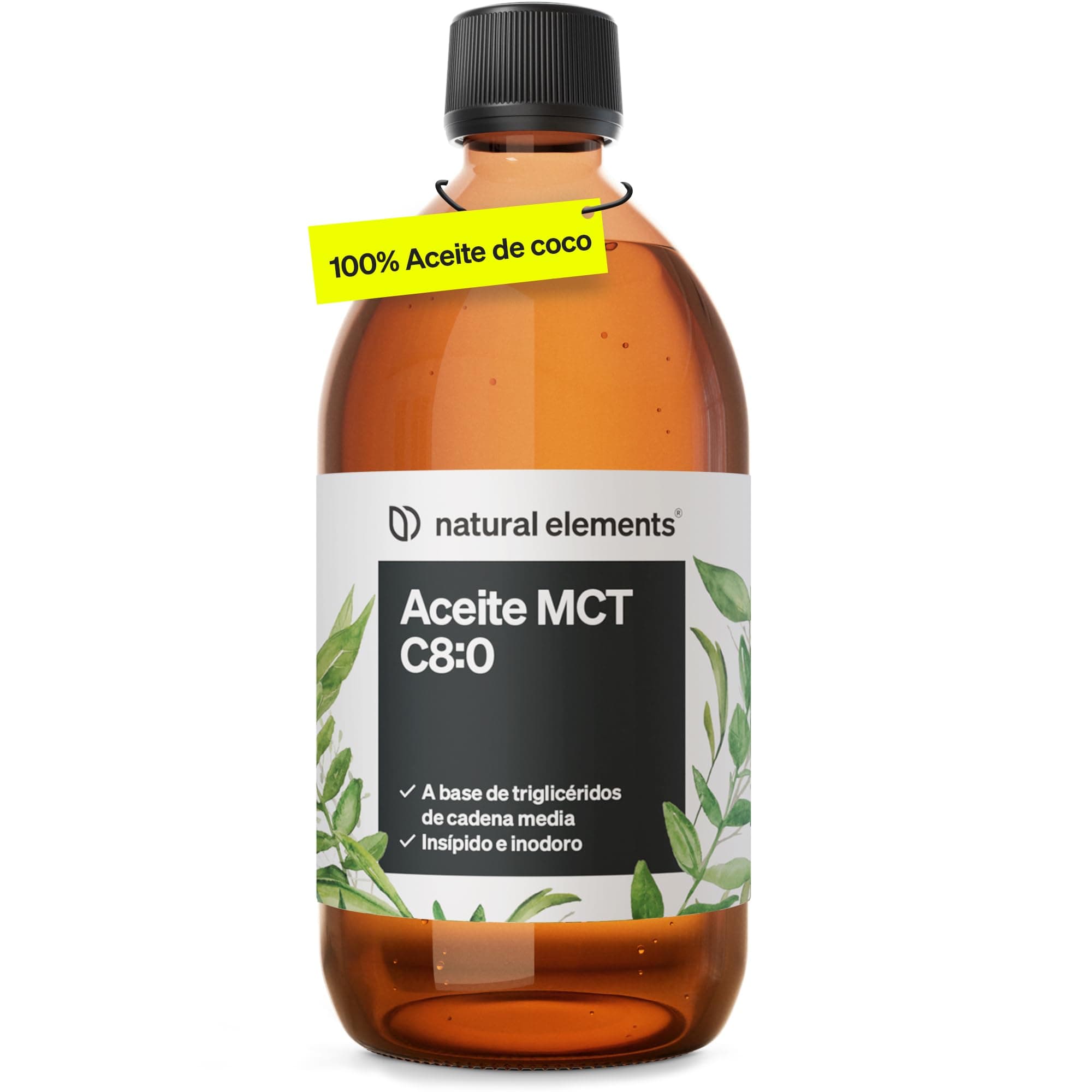 Aceite de coco MCT-C8 500ml - Ideal para dietas keto - Sabor y olor neutro - Ácido caprílico MCT oil C8 puro a base de triglicéridos - Vegano y sin aditivos - Probado en laboratorio en Alemania