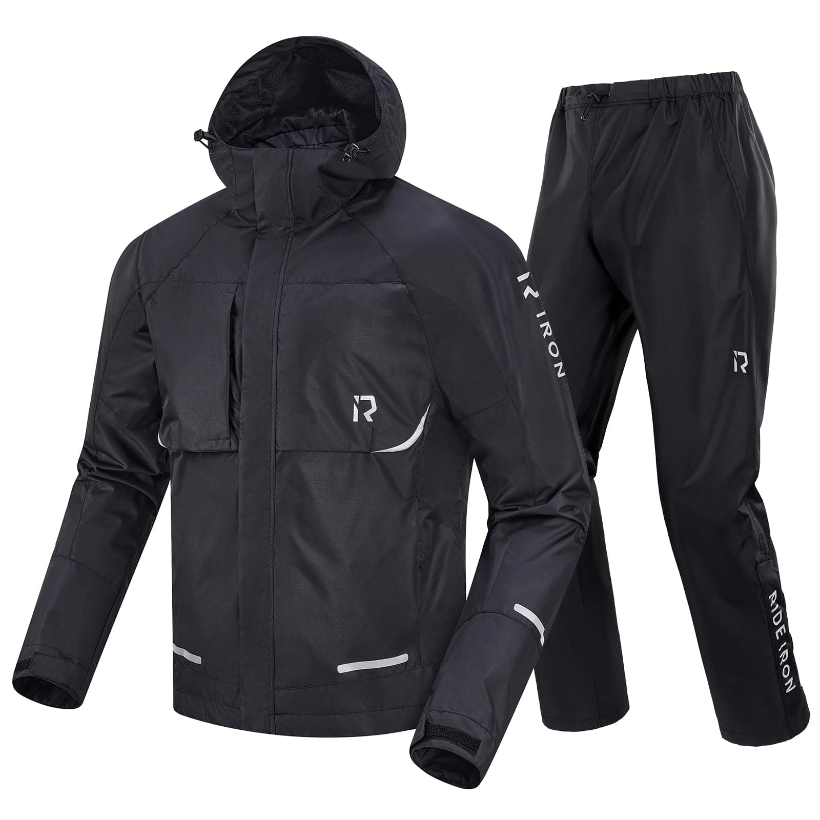RIDEIRON Chubasquero moto Impermeable para Hombre – Traje de Lluvia Moto 2 Piezas, 10.000 mm de Impermeabilidad, Transpirable, Reflectante, Ligero y Compacto, Ideal para Moto y Bicicleta
