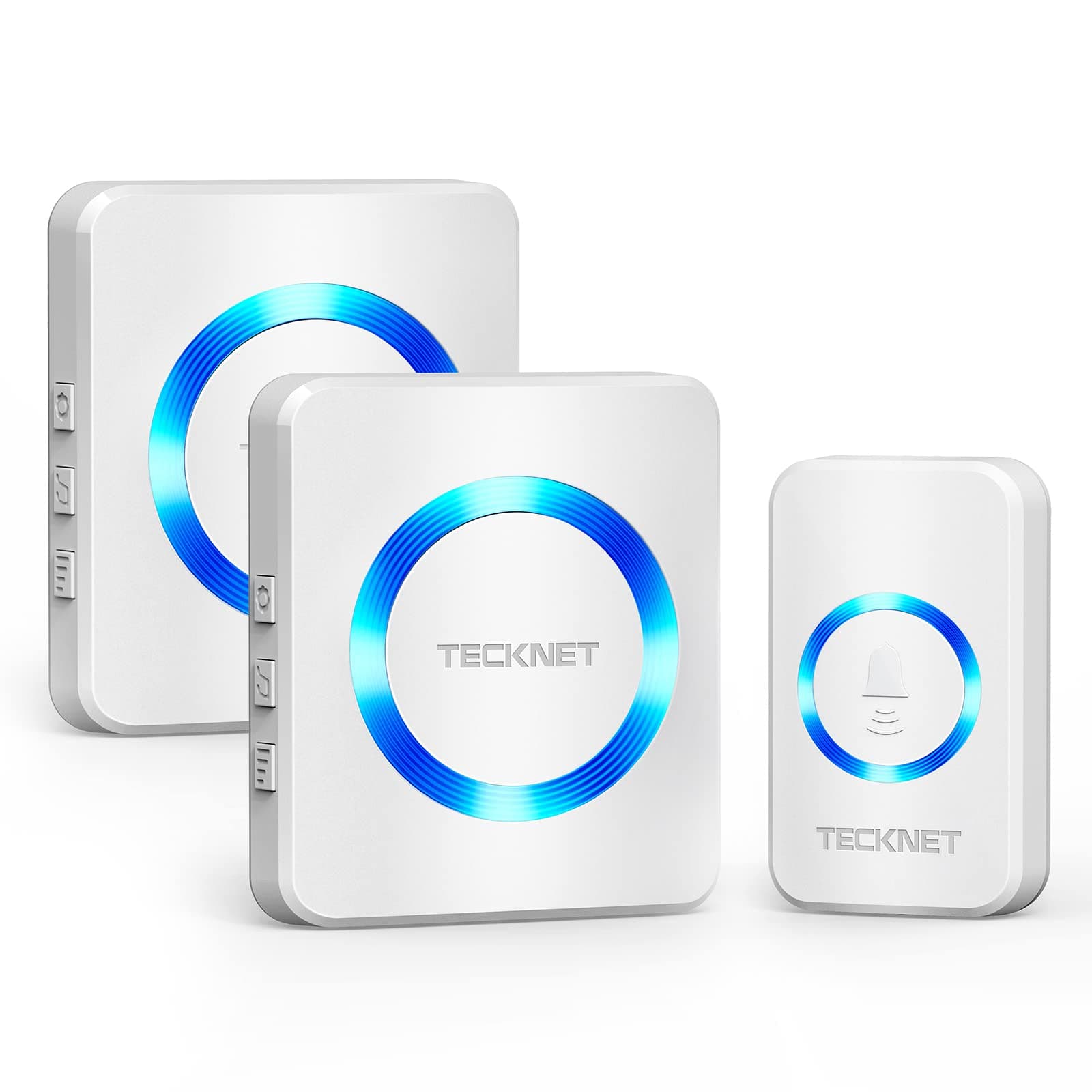 TECKNET Timbre Inalámbrico 2 Receptor IP65 Impermeable 400m Timbre Inalámbrico Exterior, 5 Niveles de Volumen (0-110dB) y 60 Melodías para Hogar, Hotel, Emergencia, etc