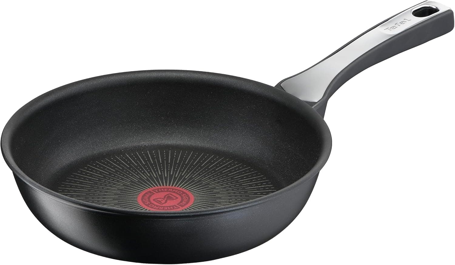 Tefal Unlimited On - Sartén de 24 cm, Apto inducción, antiadherente, revestimiento titanio, Thermo-signal, apto lavavajillas y horno, acero inoxidable