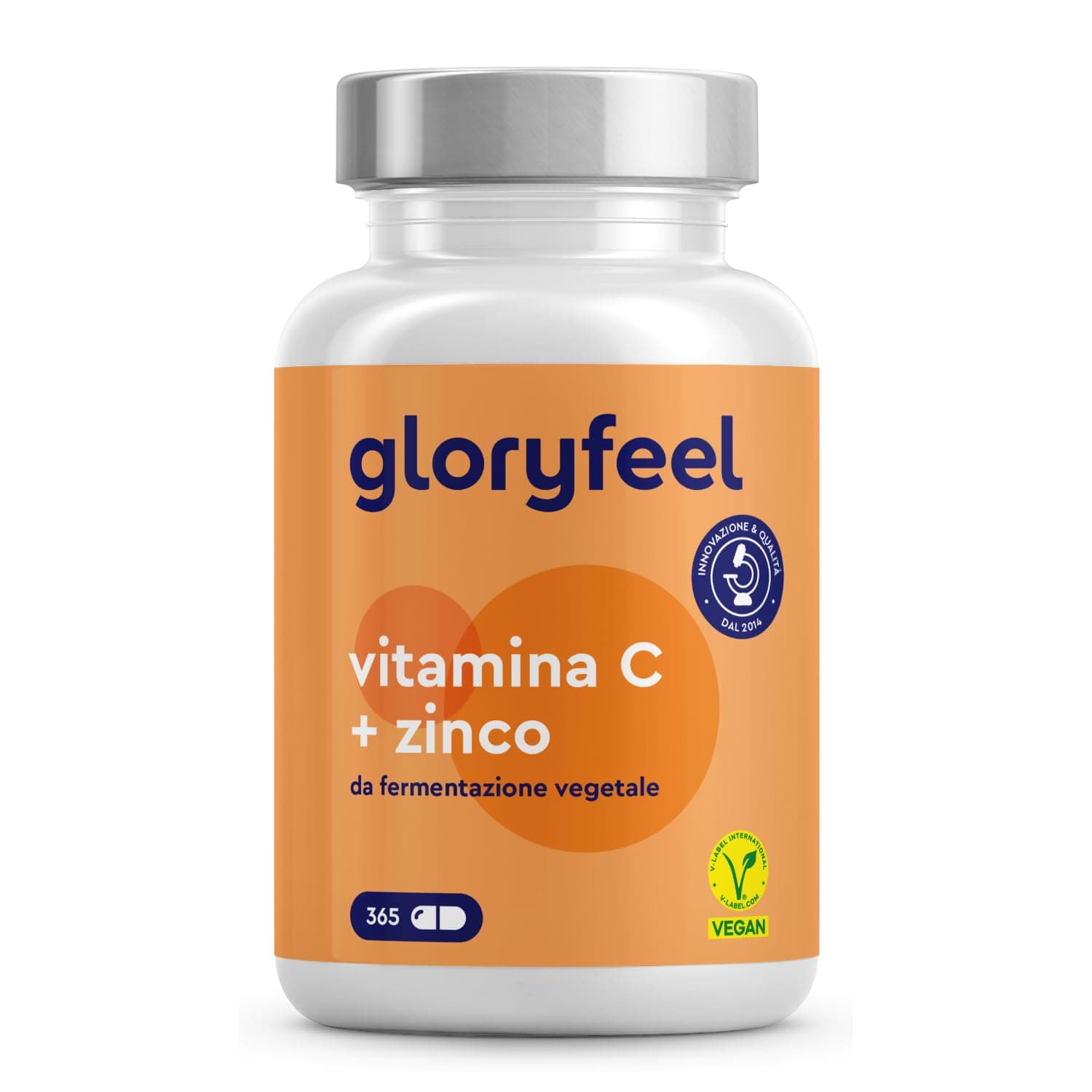 Vitamina C, 365 Capsule Vegan (Scorta 1 anno), con Zinco, Qualità Premium, Vitamina C 500mg + 10mg Zinco, Integratore Vitamina C Tamponata con Ascorbato di Calcio, per Difese Immunitarie, 100% vegan,