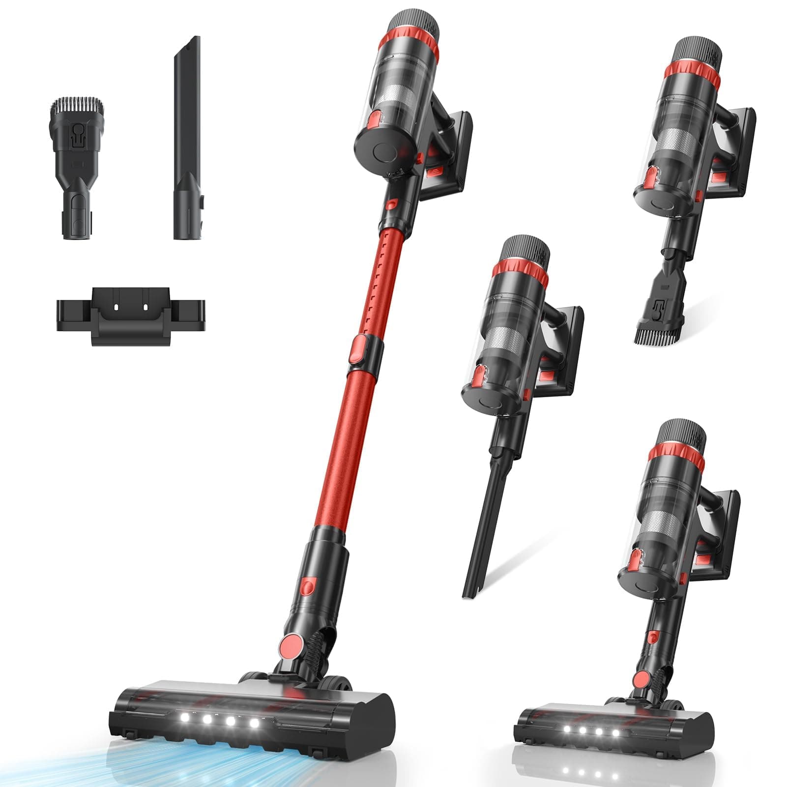 VENHIDELY Aspiradora sin Cable 48KPa/530W/70Min, Pantalla Táctil LED, Cepillo Anti-Enredo Mejorado, 1.5L Aspirador Escoba Vertical Autoportante, Ideal para Suelos Duros, Alfombras y Pelos de Mascotas