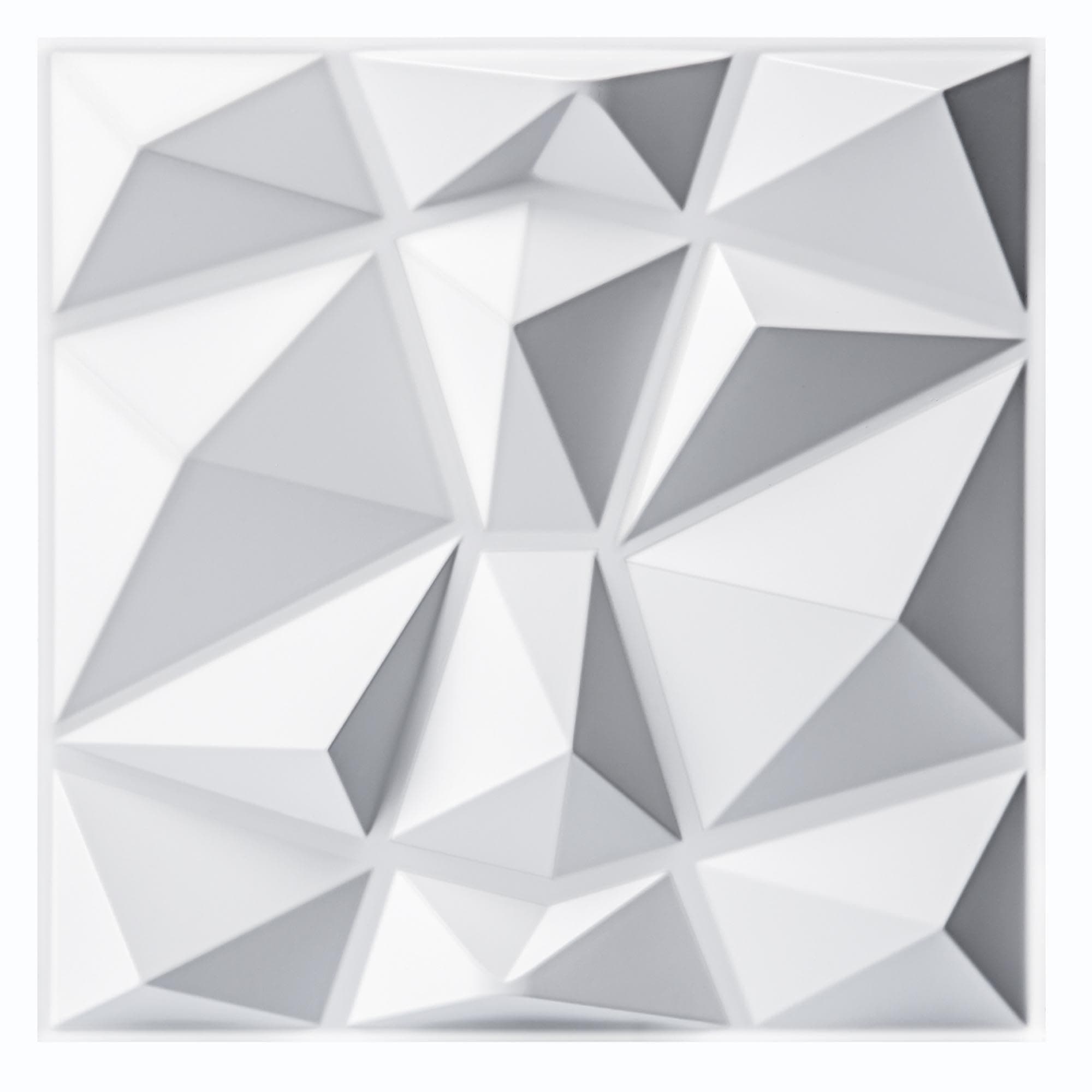 Art3d Lot de 33 panneaux muraux décoratifs 3D en forme de diamant, Blanc mat 30,5 x 30,5cm,en PVC incassable, recyclable, imperméable, sans ordeur, être peint