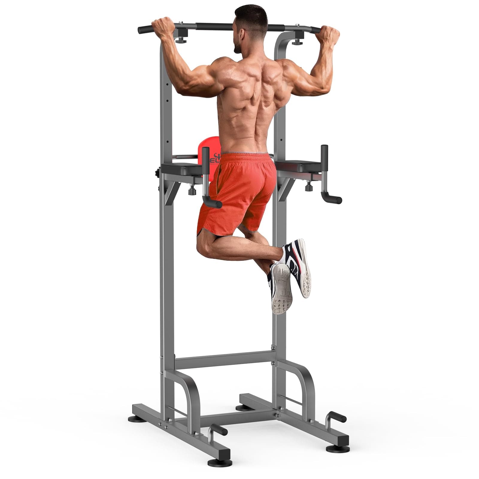 RELIFE REBUILD YOUR LIFE Chaise Romaine Musculation Power Tower Barre Traction Dips Entraînement Fitness Multifonction Domicile Pull Ups (Gris)