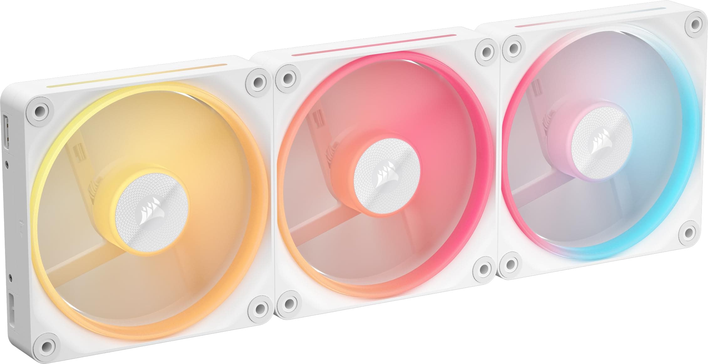 CORSAIR iCUE LINK LX120-R RGB 120mm Ventole PWM Invertite – Kit Tripla Ventola – Basso Rumore, CORSAIR Cuscinetto Magnetico a Cupola, Doppio Anello Luminoso, Viti QuikTurn™, Modalità Zero RPM – Bianco