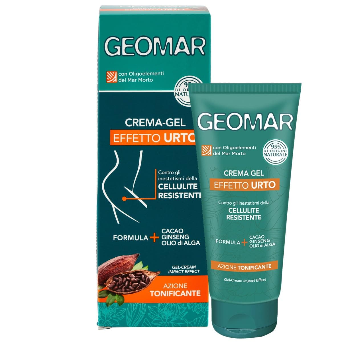 GEOMAR | Crema Gel Effetto Urto, Azione Tonificante Contro gli Inestetismi della Cellulite Resistente, Ingredienti 95% di Origine Naturale, Made in Italy, 200 ml