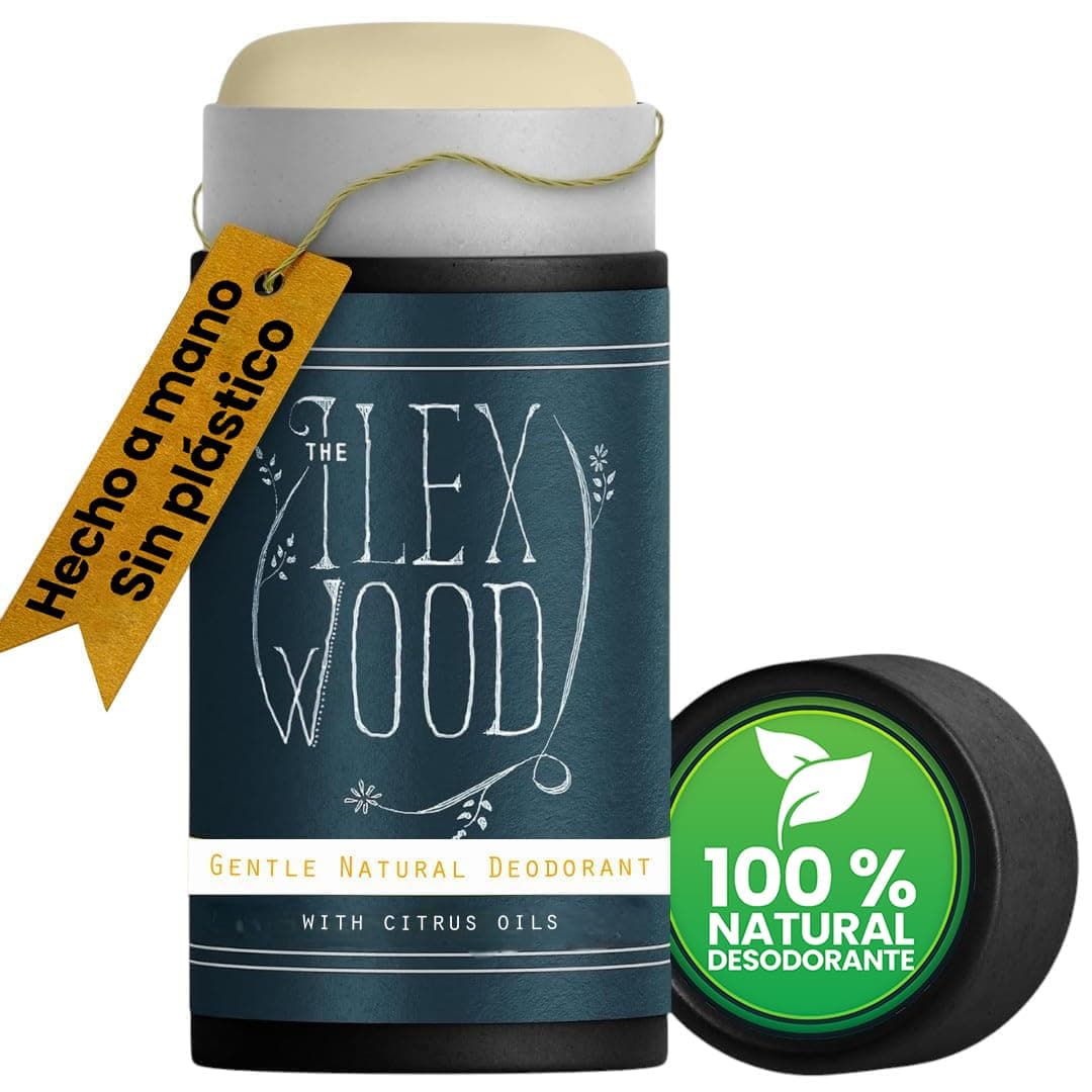 The Ilex Wood - Desodorante natural suave con aceites cítricos - 70 ml. Desodorante vegano natural, hecho a mano, sin plástico, sin alcohol, sin bicarbonato de sodio, ecológico