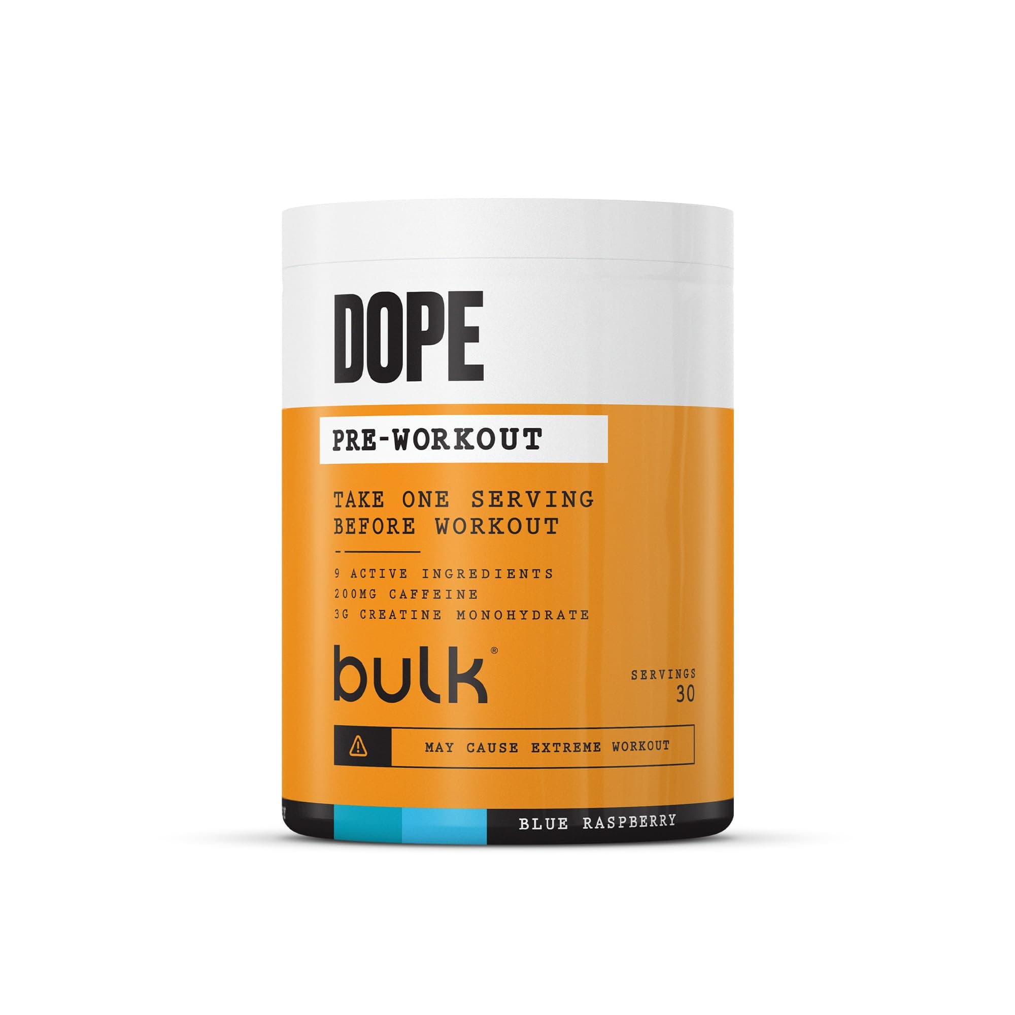 Bulk Poudre Pré-Workout Dope | Blue Framboise | 3g Creatine per Serving | 200mg Caffeine | Citrulline Malate & Arginine AKG | Beta-Alanine | Energy, Focus & Performance | 510g Supplement