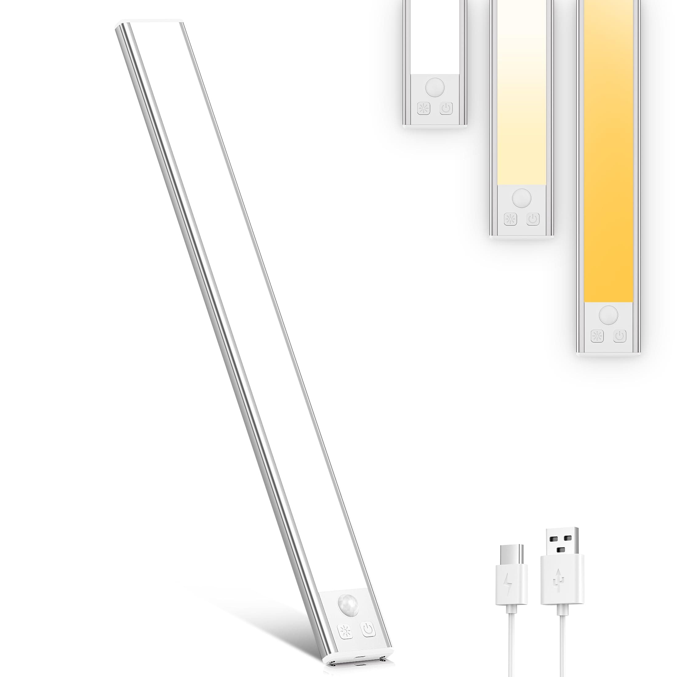 OUILA Luce Armadio LED con Sensore, 3 Temperature di Colore Luci led per Armadio Dimmerabile, USB-C Ricaricabile LED Armadio Senza Fili Luce Notturna Lampada Armadio per Cucina Guardaroba Armadi