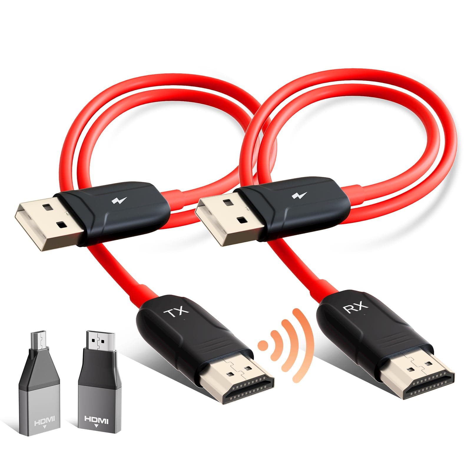 LXJADAP HDMI sans Fil, décodage 4K 1080P Émetteur et récepteur HDMI sans Fil pour Le Streaming de fichiers vidéo et Audio d'un Ordinateur Portable ou d'un PC vers Une TV HD ou Un projecteur, Rouge