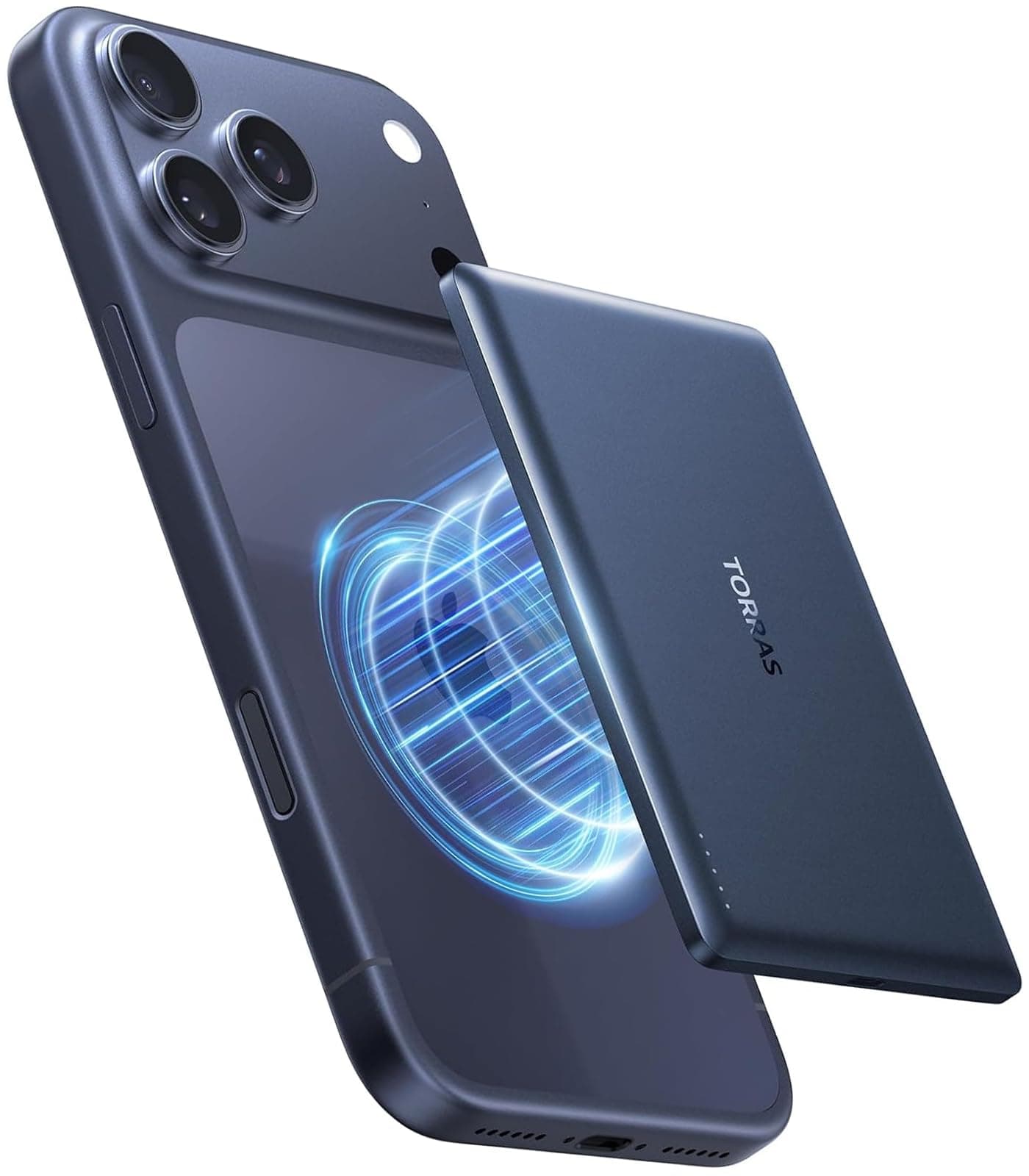 TORRAS MiniMag Ultra Slim Powerbank für Magsafe, 18W Schnellladen 5000mAh Magnetische Powerbank Klein, Wireless Externe Akkupack mit USB-C-Kabel für iPhone 17 Pro Max/Air/16/15/14/13/12, Tiefblau