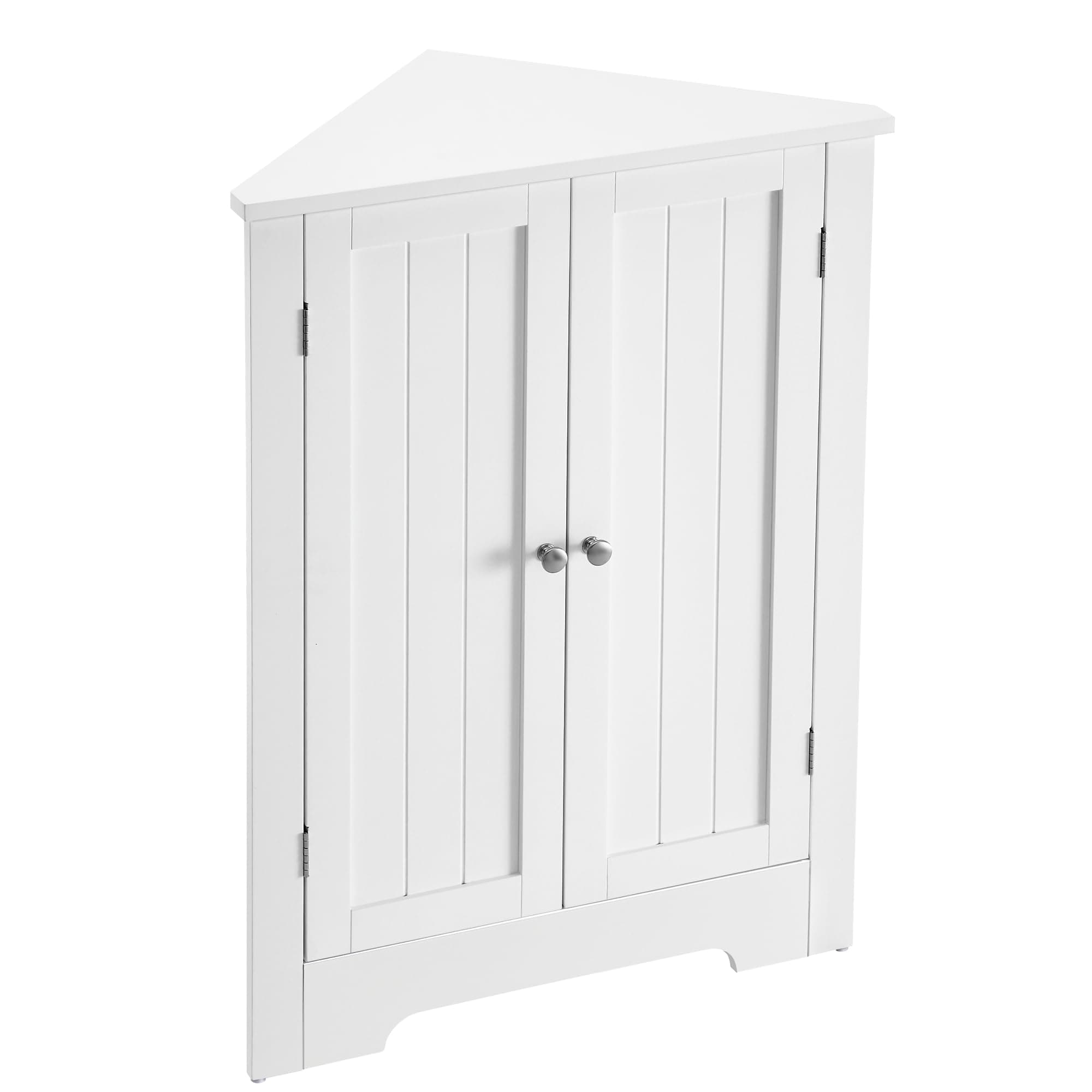 VASAGLE Angolare, Mobile Ante e Ripiano Regolabile, per Bagno Cucina Soggiorno, Stile Farmhouse Moderno, Bianco Nuvola BBC844P31, 60 × 33.6 × 80 cm