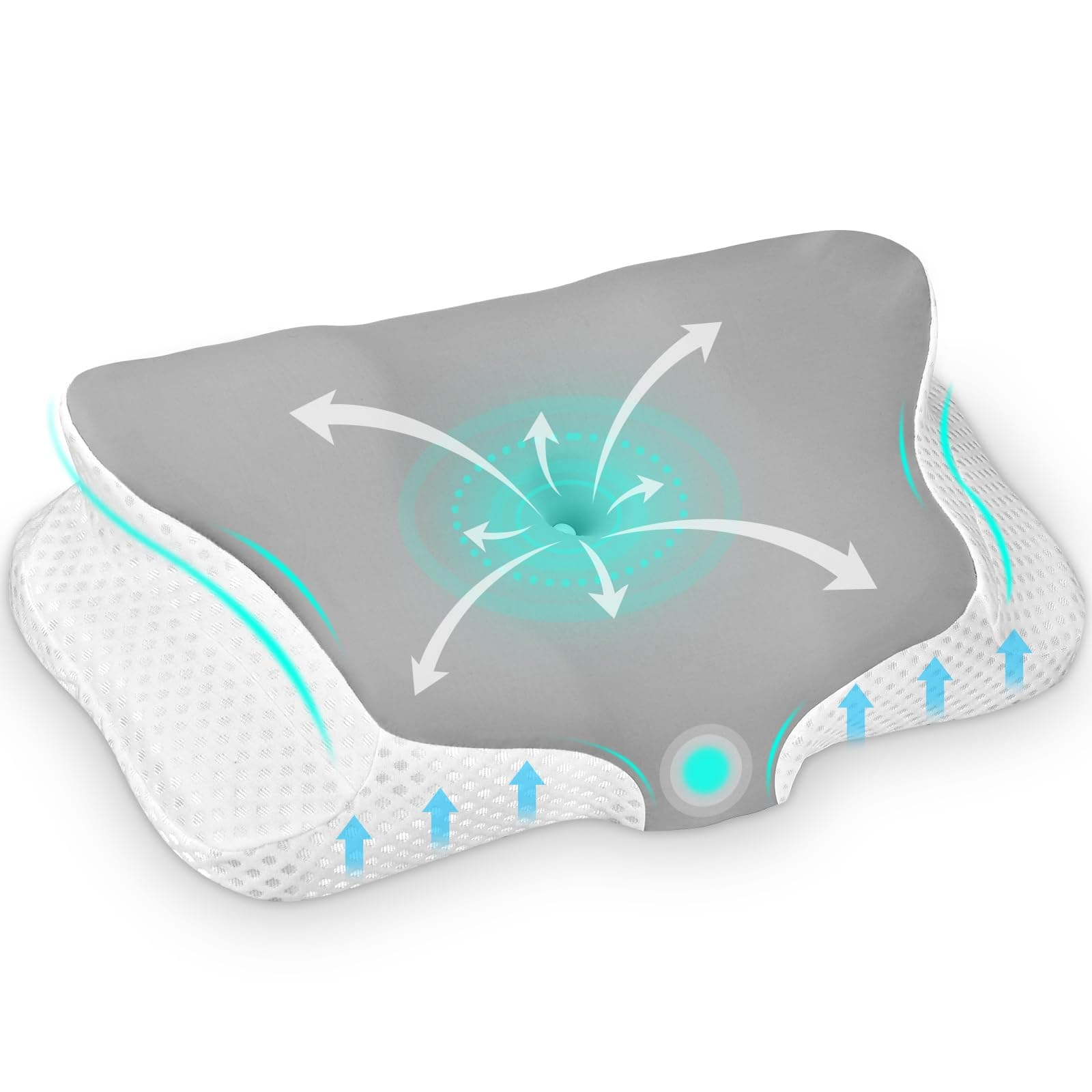 Ehomfory Oreiller Ergonomique Cervical Memoire Forme, Oreiller Ergonomique à Mémoire de Forme pour Les Dormeurs sur Le côté, Le Dos et Le Ventre (Gris)